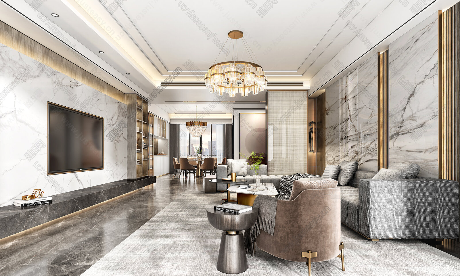 Minotti 米洛提客厅现代沙发组合模型SU模型下载[ID:111302280]_建e网su模型