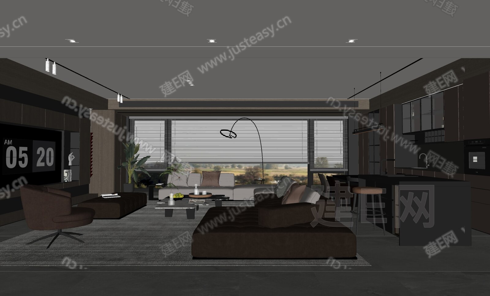 意式客餐厅模型SU模型下载[ID:112612933]_建e网su模型