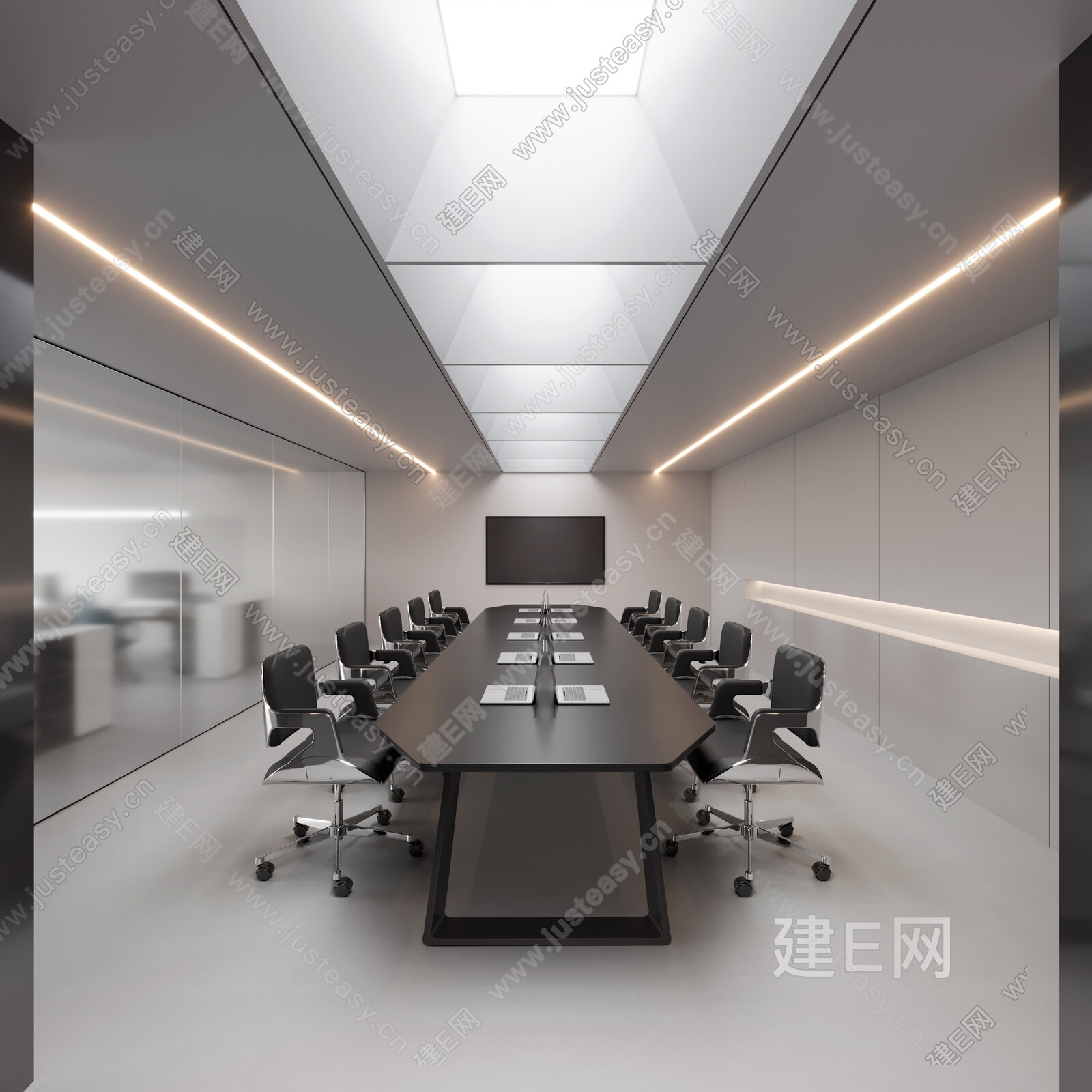现代会议室模型SU模型下载[ID:112744039]_建e网su模型