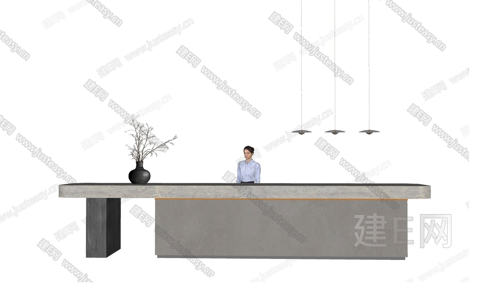 现代公司前台 办公接待前台模型SU模型下载[ID:113202711]_建e网su模型