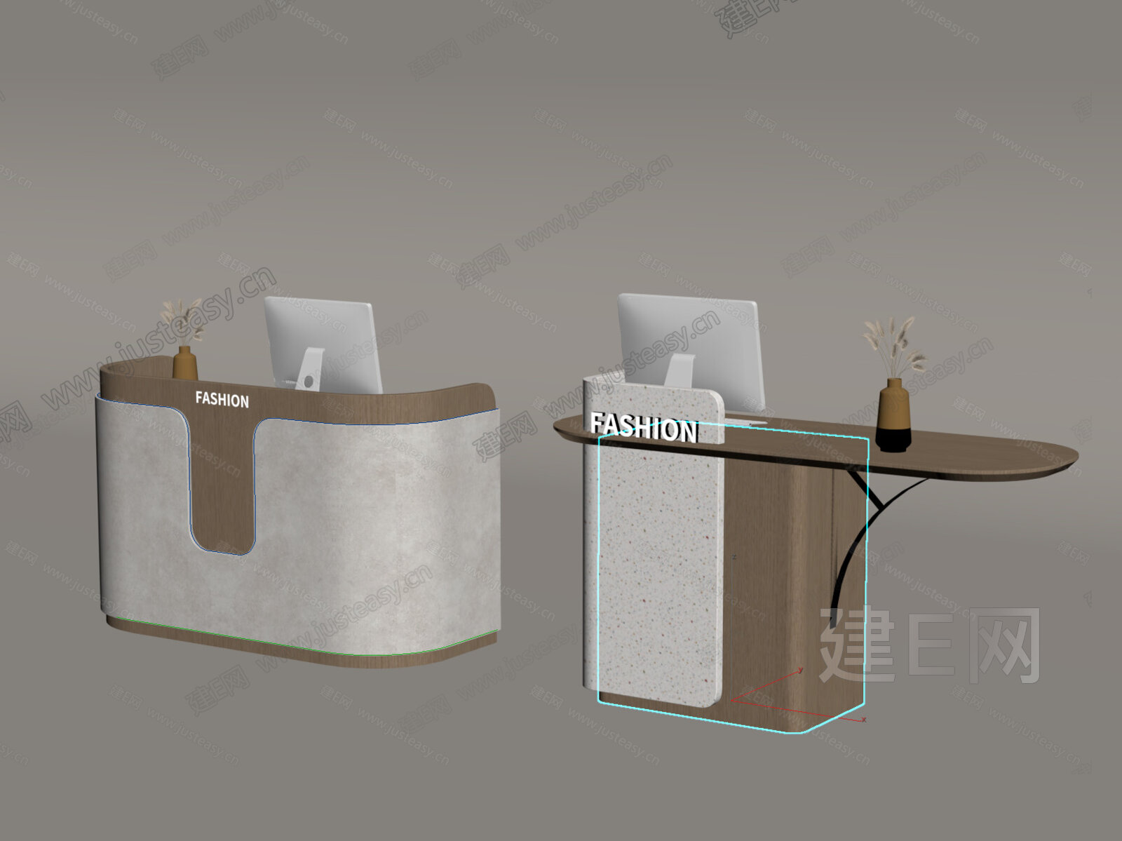 前台 现代服务台 咨询台 前台 接待台模型SU模型下载[ID:100686260]_建e网su模型