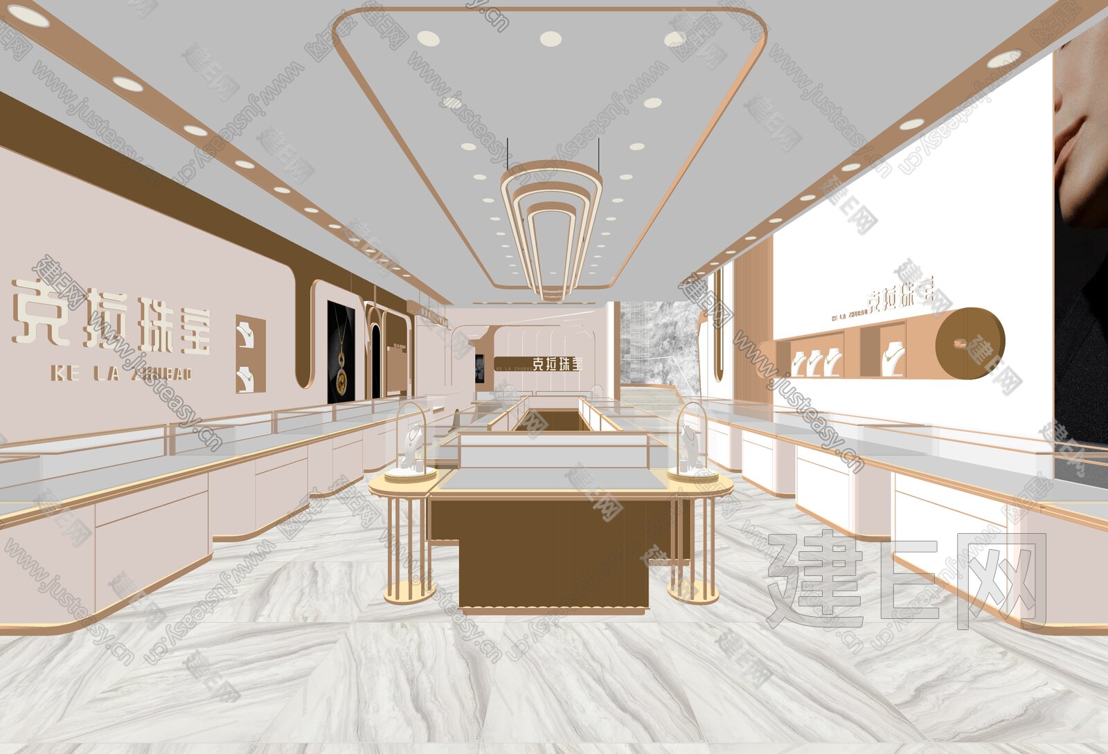 现代轻奢珠宝店 珠宝店 轻奢珠宝店 模型SU模型下载[ID:102390159]_建e网su模型