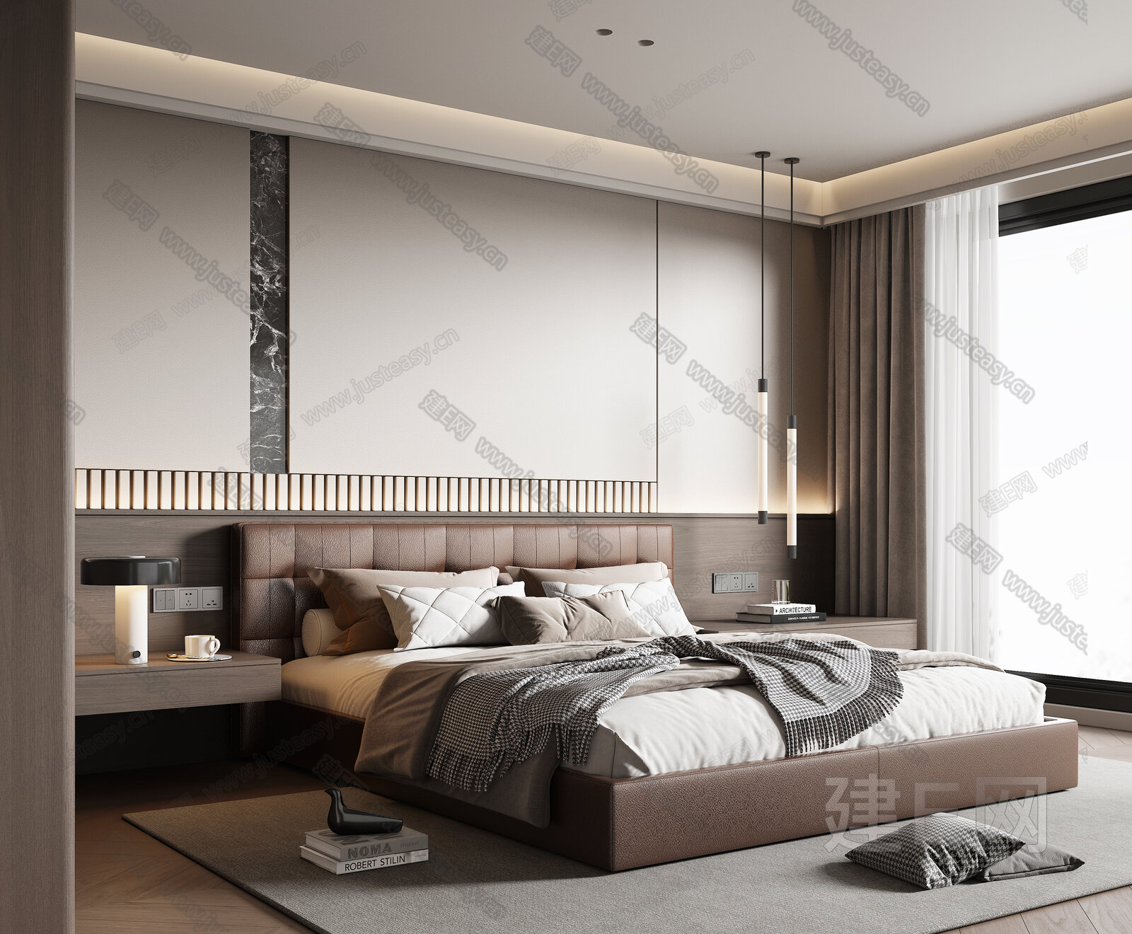 现代意式卧室模型SU模型下载[ID:104749420]_建e网su模型
