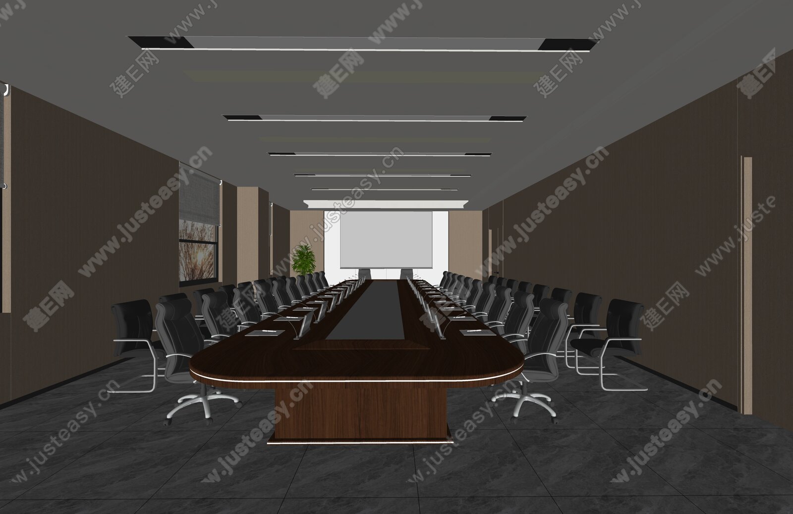 现代会议 政府会议室 培训会议室 办公会议室模型SU模型下载[ID:116218181]_建e网su模型