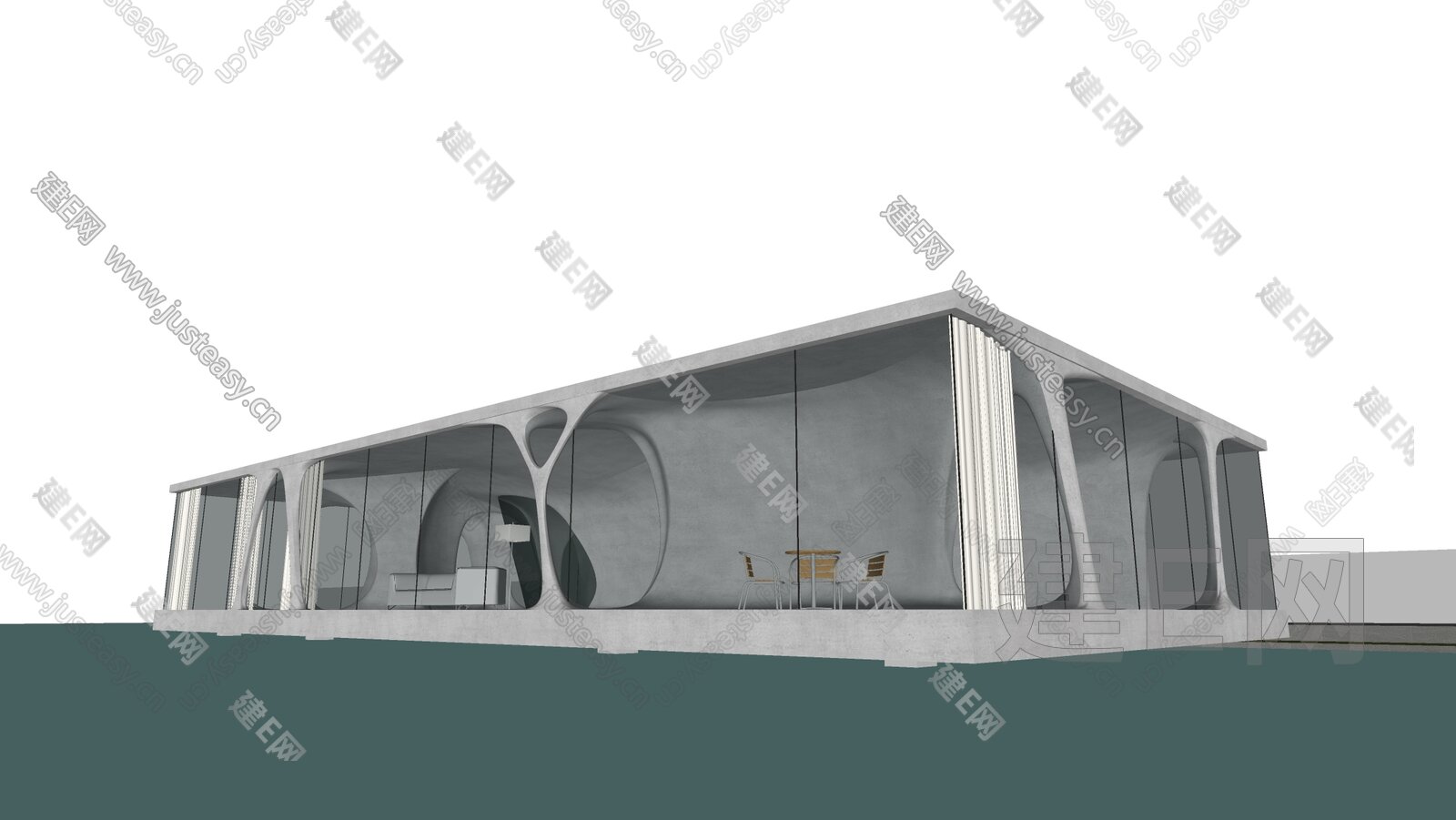 现代展览馆建筑 博物馆建筑 公共建筑模型SU模型下载[ID:110319890]_建e网su模型