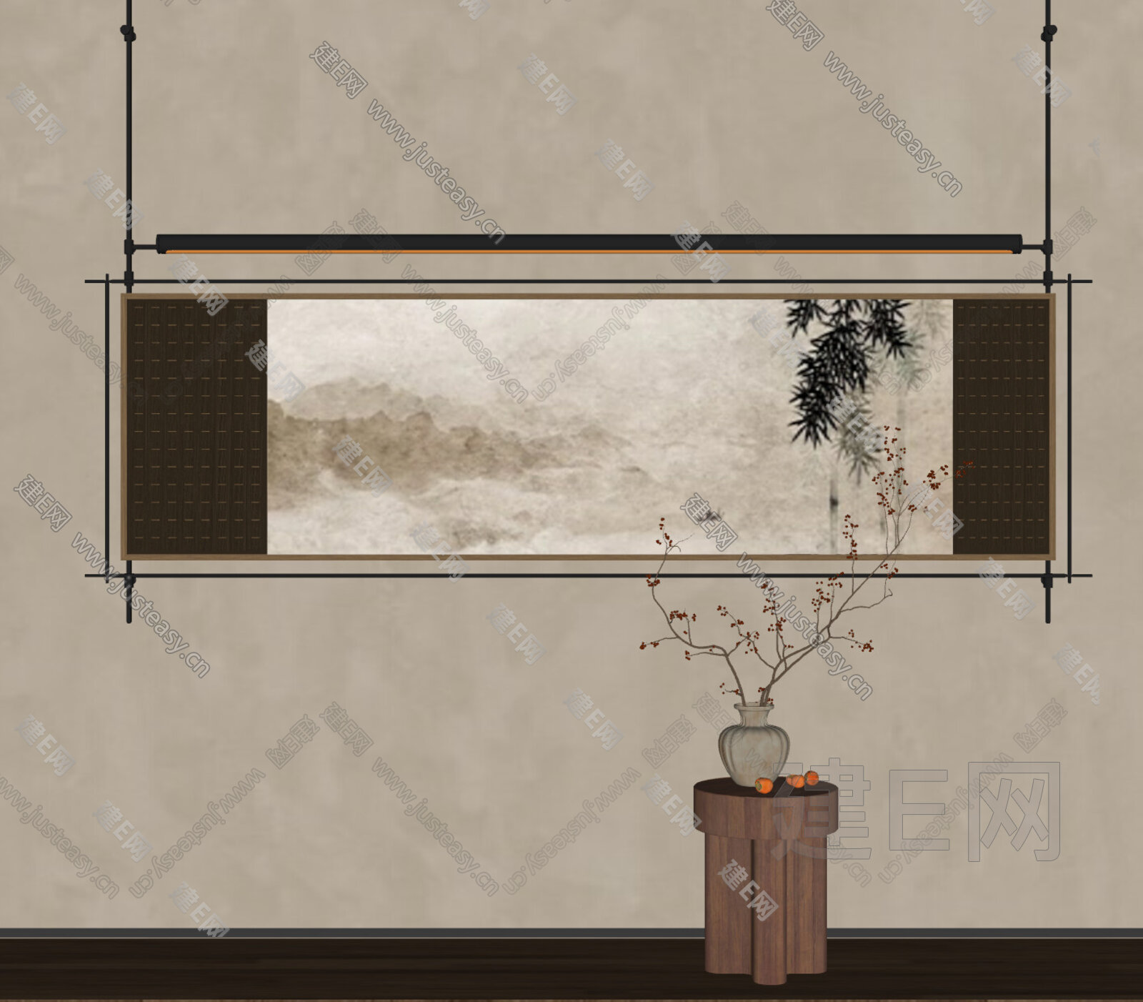 新中式装饰画 中古装饰画 侘寂装饰画 高级画 茶室装饰画模型SU模型下载[ID:115169298]_建e网su模型