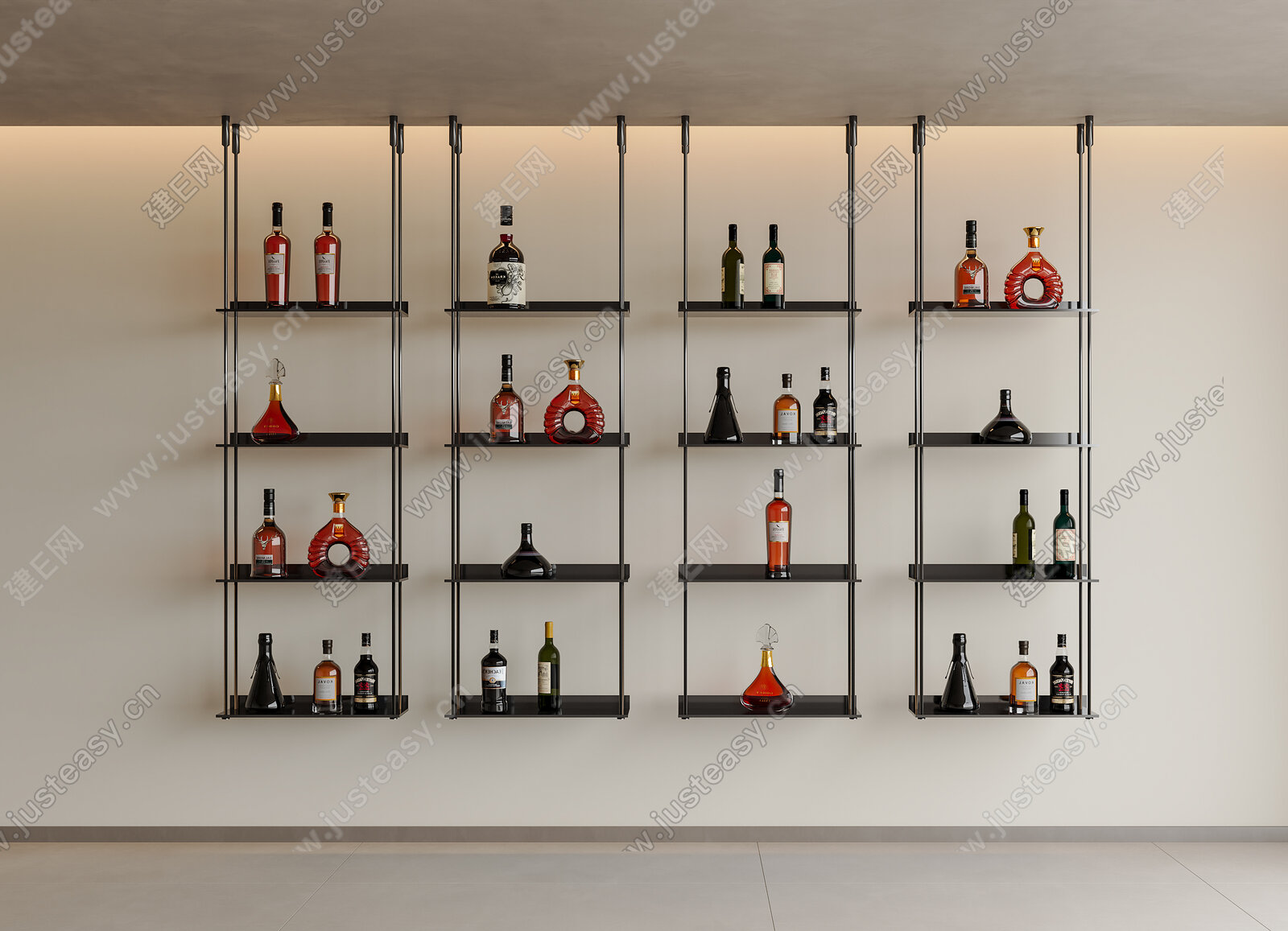 现代酒架 红酒 红酒架 红酒置物架 酒柜 置物架模型SU模型下载[ID:115234835]_建e网su模型