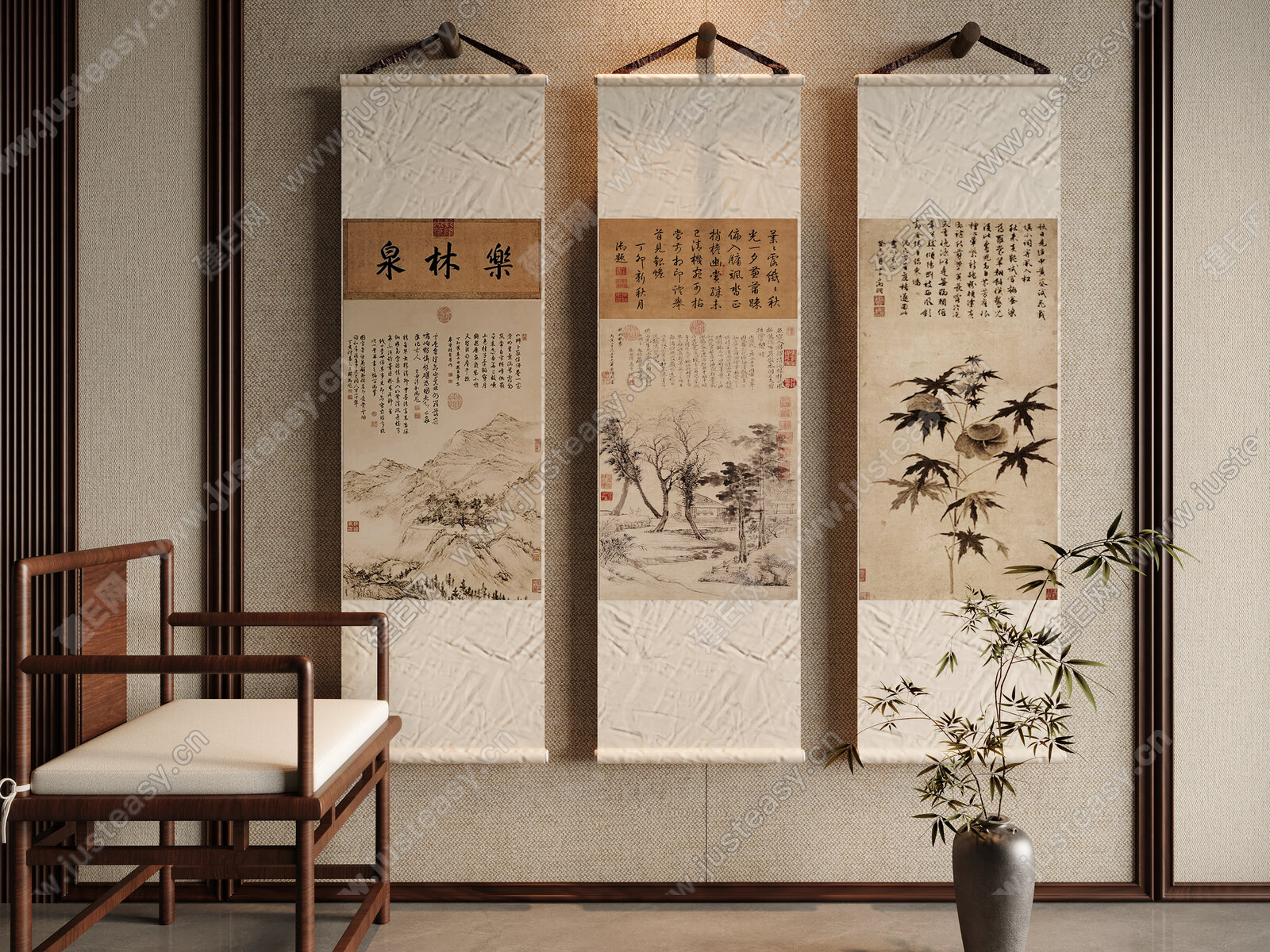 宋式美学装饰画模型SU模型下载[ID:117070061]_建e网su模型