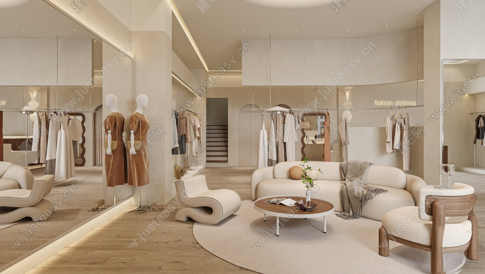 侘寂风服装店SU模型下载[ID:113466217]，侘寂风服装店，SU模型下载