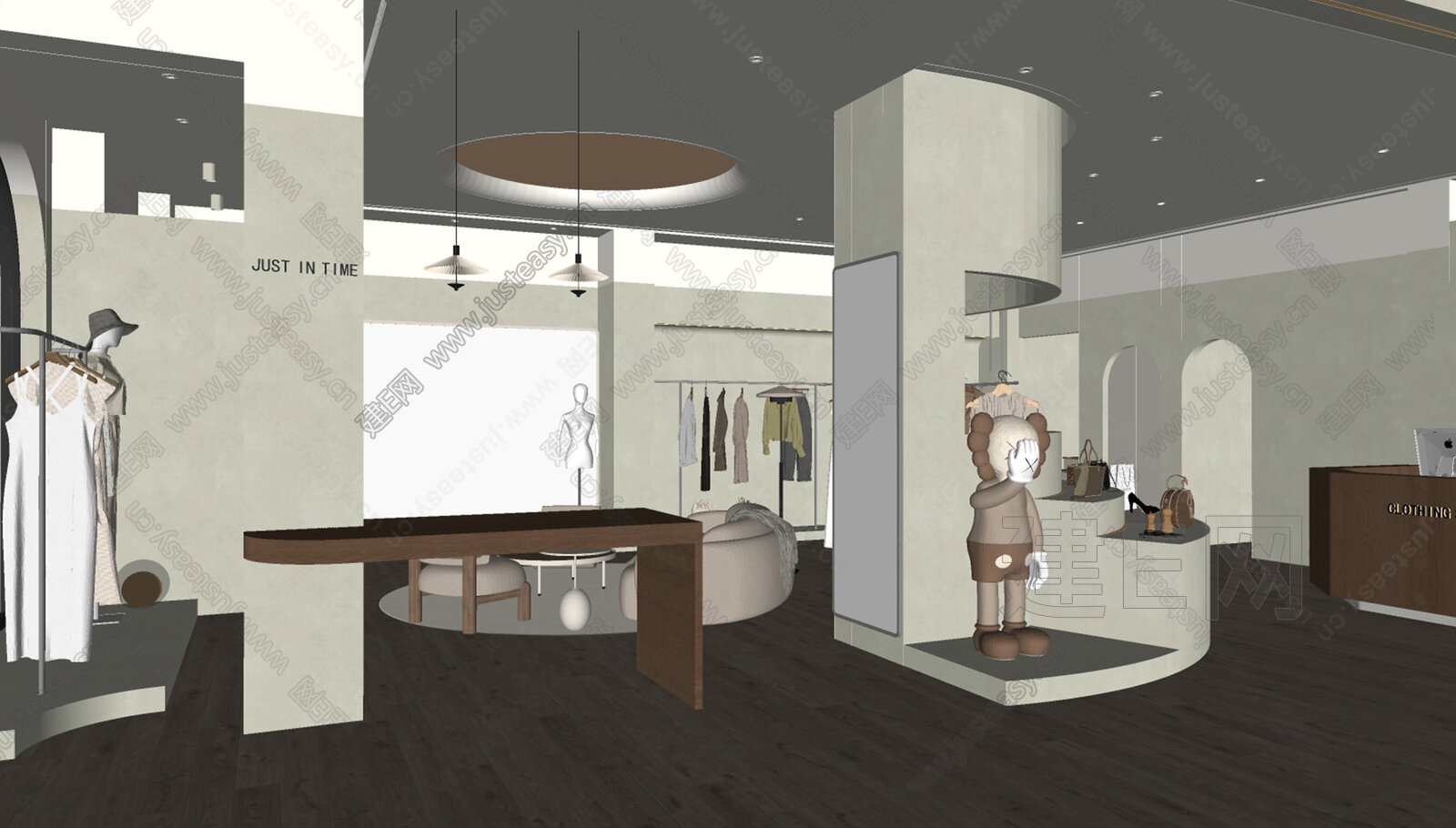 侘寂风服装店SU模型下载[ID:113466217]，侘寂风服装店，SU模型下载