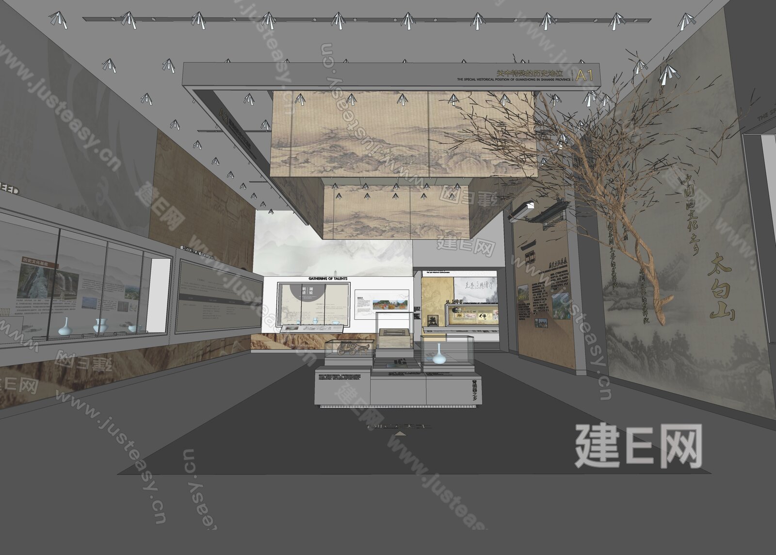 现代新中式博物馆 现代博物馆SU模型下载[ID:112024641]，现代新中式博物馆 现代博物馆，SU模型下载