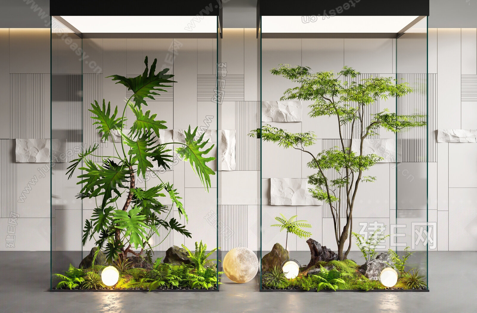 现代绿植植物堆 景观造景 庭院小品 景观树 蕨类植物 室内景观SU模型下载[ID:102261178]，现代绿植植物堆 景观造景 庭院小品 ...