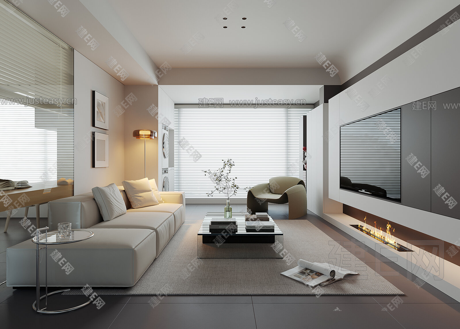 现代家居客厅SU模型下载[ID:115368311]，现代家居客厅，SU模型下载