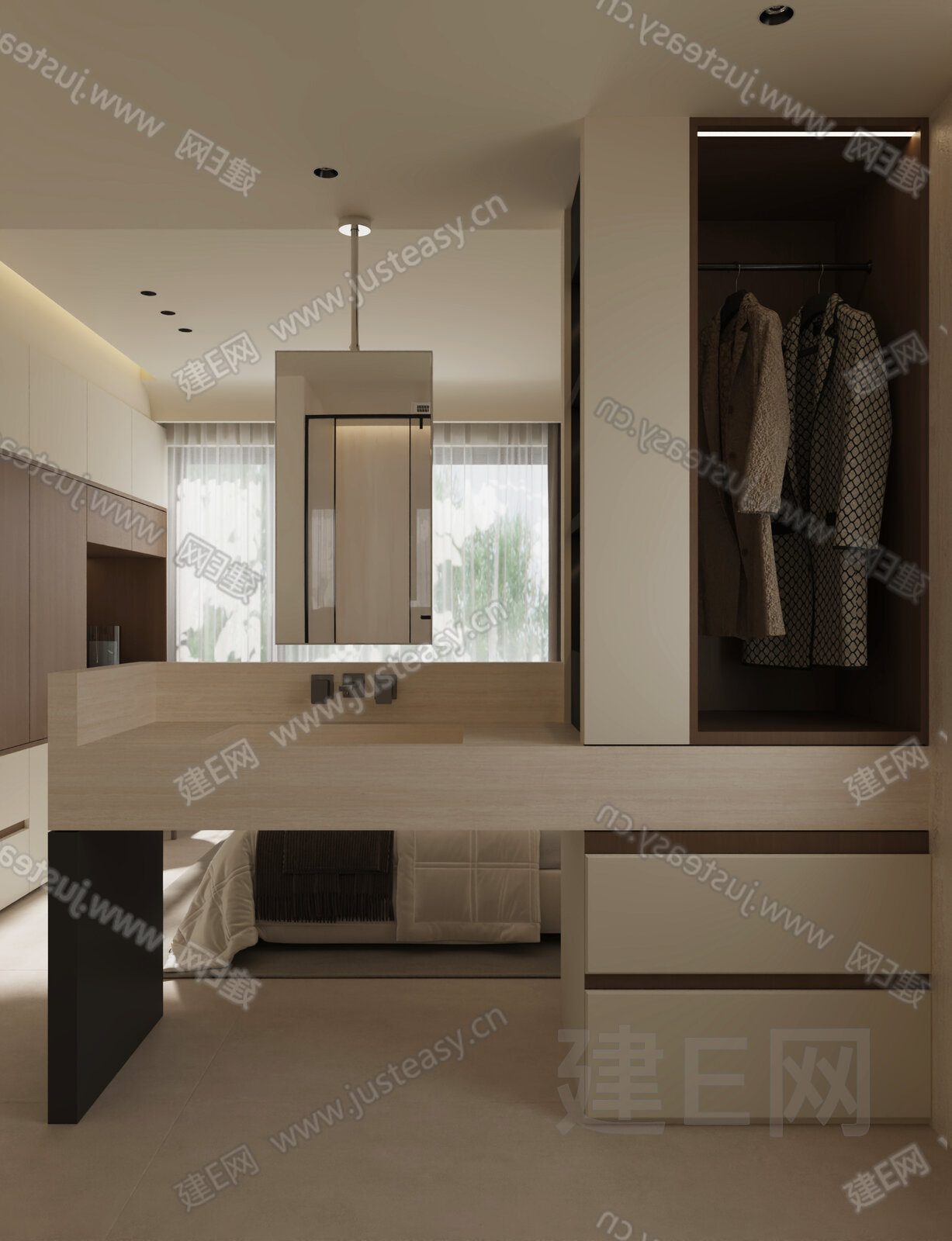 现代简约卧室3d模型下载[ID:106459398]_建e网3d模型