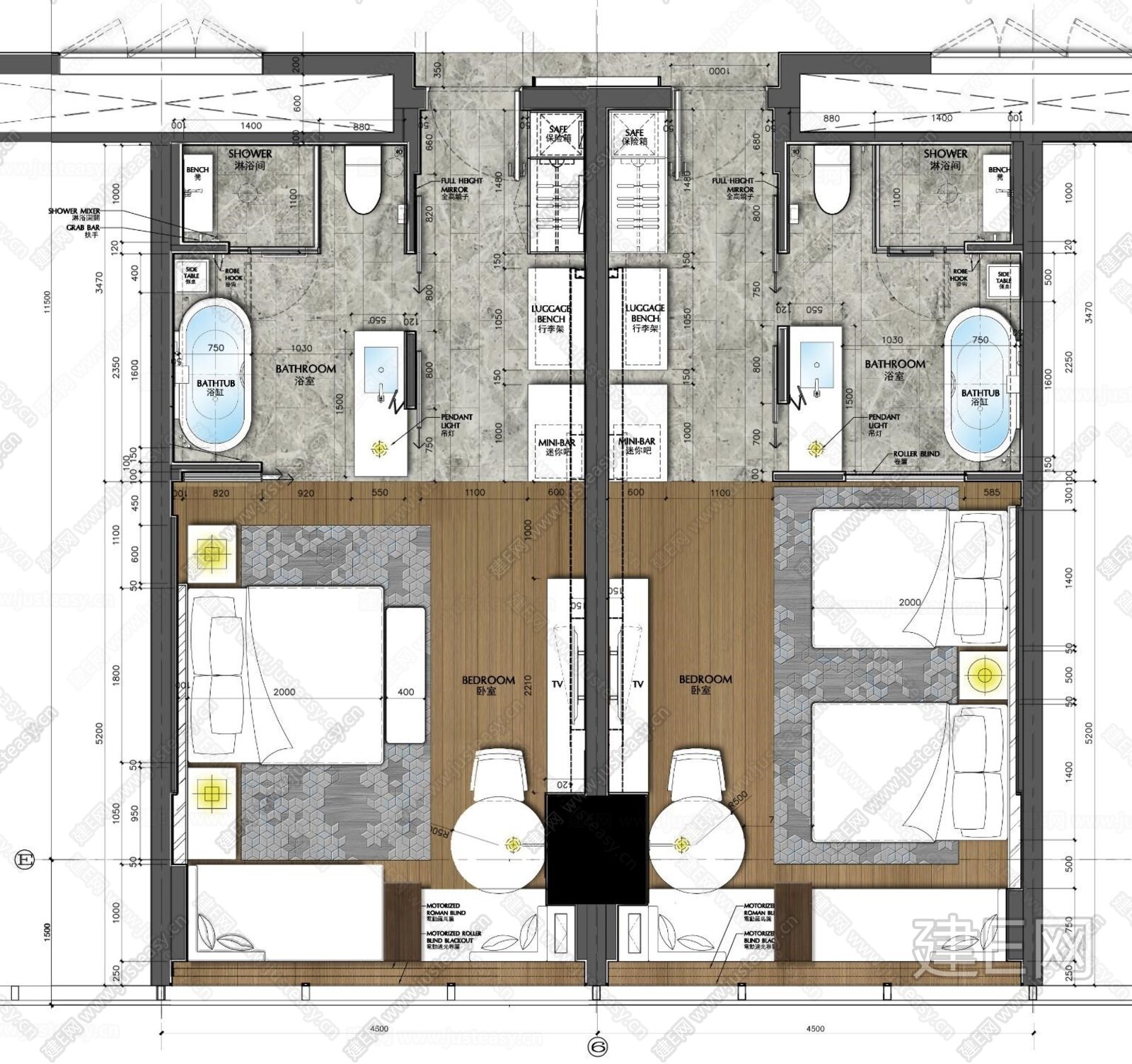 2018酒店房间平面设计图纸-房天下装修效果图