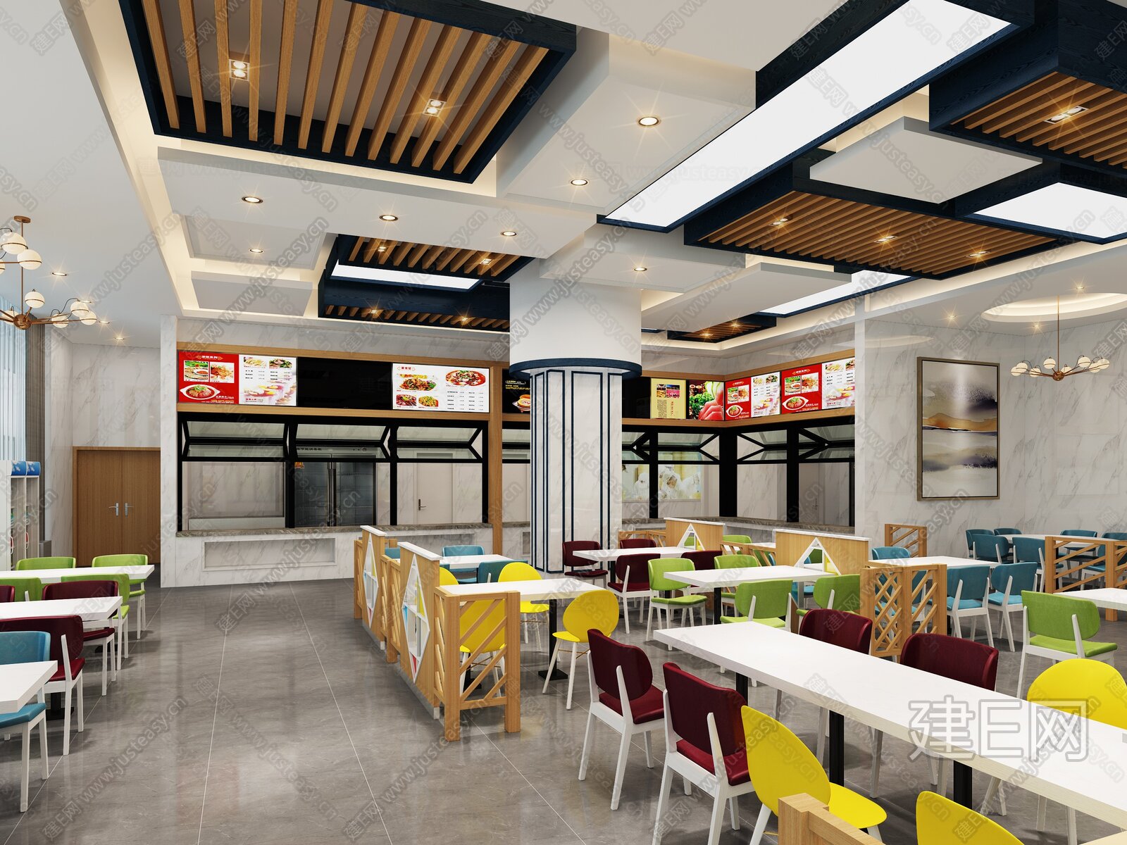 食堂设计 - 效果图交流区-建E室内设计网