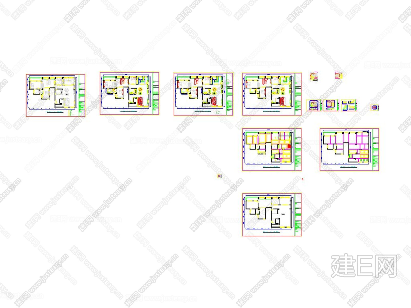 套房住宅室内装修CAD施工图CAD施工图下载[ID:113328200]_建e施工图