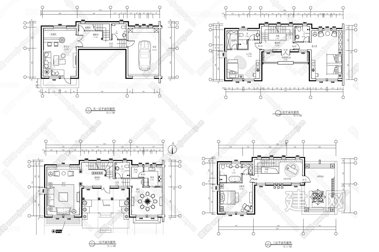 四层法式别墅样板房|CAD施工图 施工图下载_施工图四层法式别墅样板房|CAD施工图 下载_施工图四层法式别墅样板房|CAD施工图 免费下载 ...