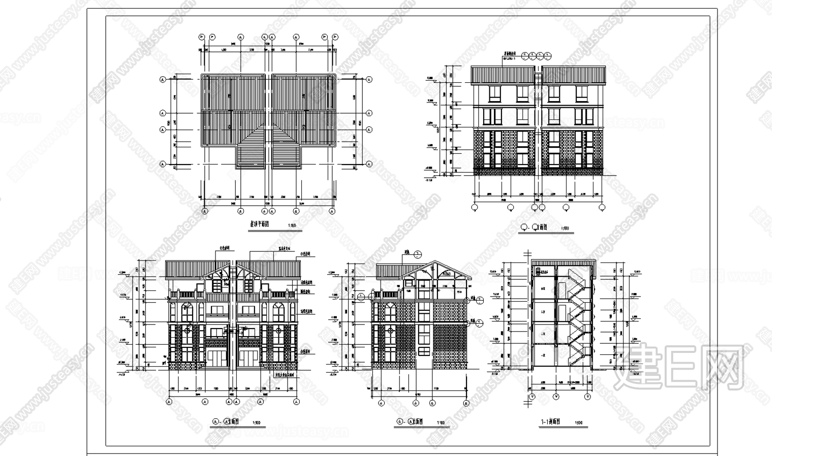 某四层别墅建筑施工图|CAD施工图施工图下载_施工图某四层别墅建筑施工图|CAD施工图下载_施工图某四层别墅建筑施工图|CAD施工图免费下载 ...