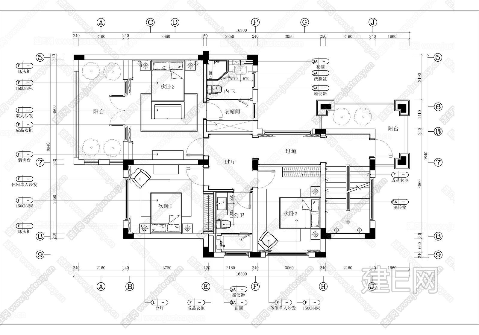 四层双拼别墅|CAD施工图施工图下载_施工图四层双拼别墅|CAD施工图下载_施工图四层双拼别墅|CAD施工图免费下载_建E室内设计网