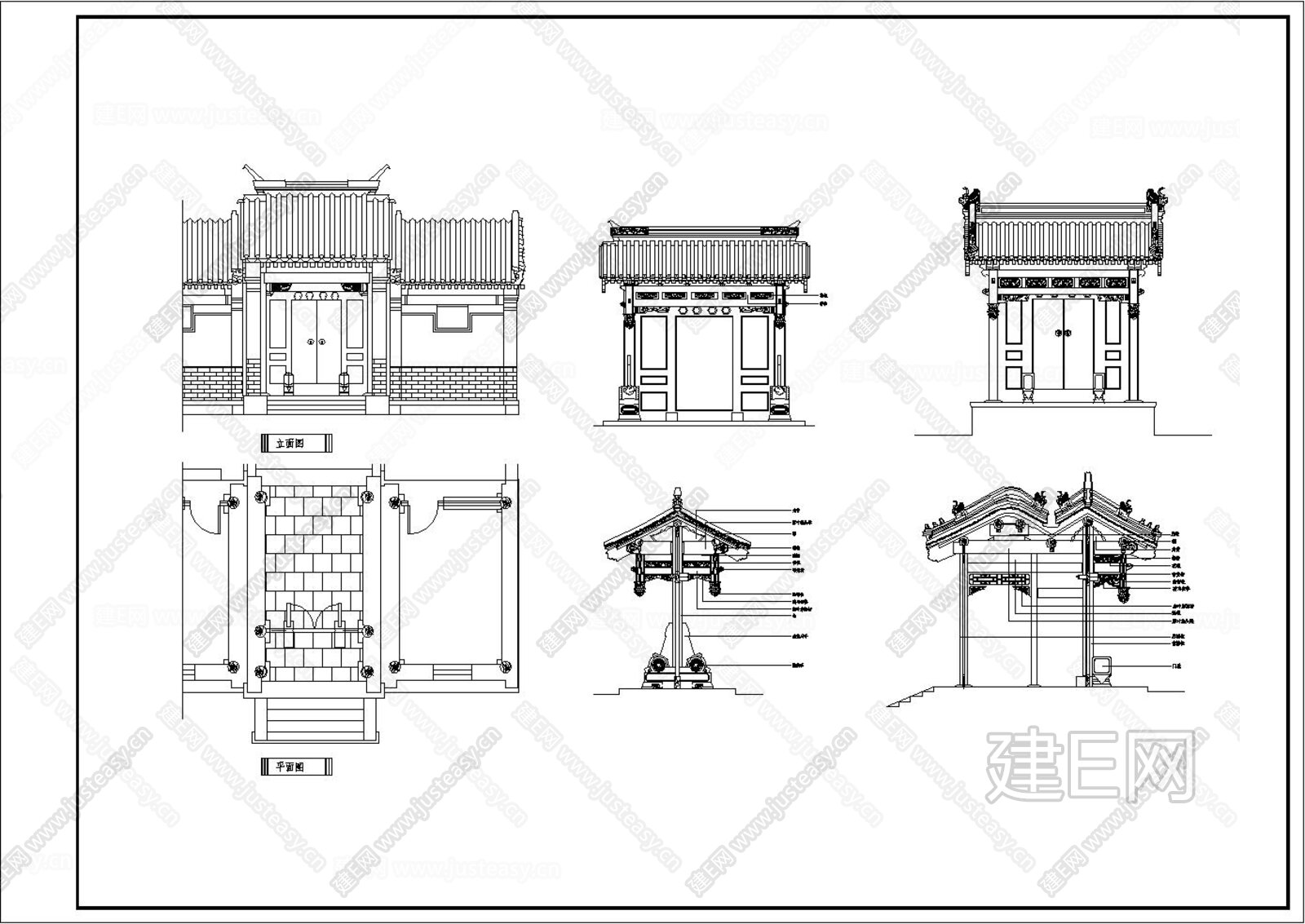 仿古建筑设计cad施工图施工图下载