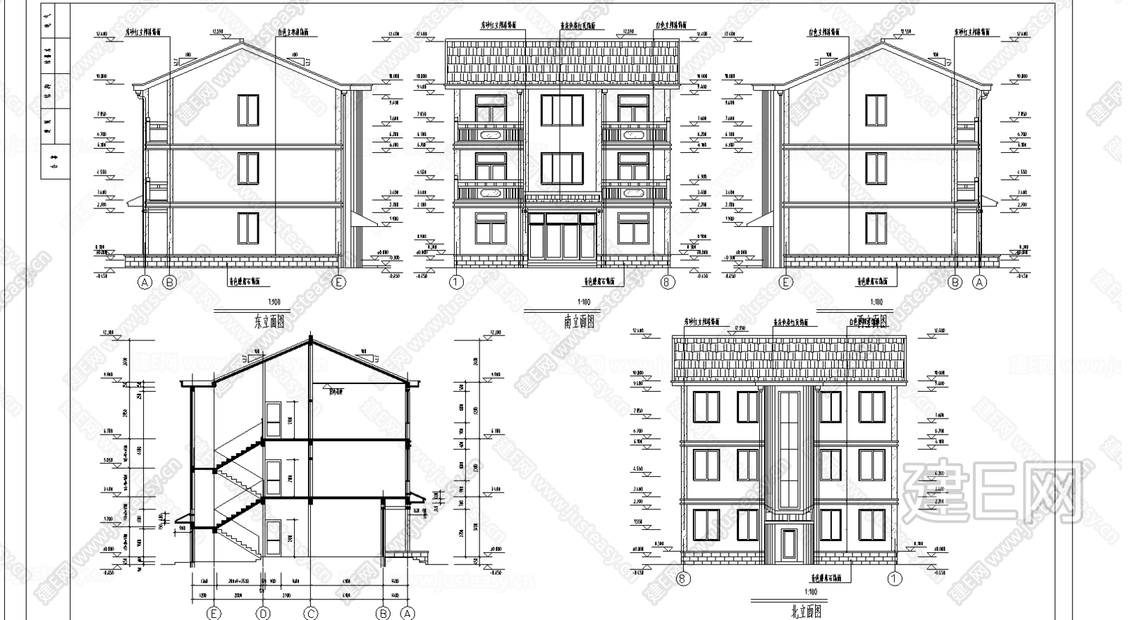 农村别墅建筑图|CAD施工图施工图下载_施工图农村别墅建筑图|CAD施工图下载_施工图农村别墅建筑图|CAD施工图免费下载_建E室内设计网