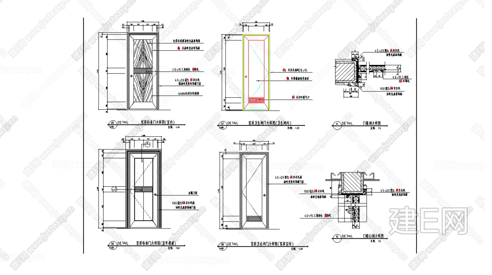 客房门大样图|CAD施工图施工图下载_施工图客房门大样图|CAD施工图下载_施工图客房门大样图|CAD施工图免费下载_建E室内设计网