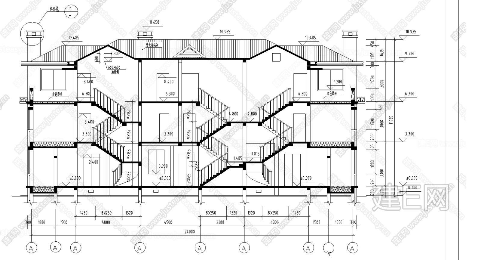 联排别墅建筑施工图|CAD施工图施工图下载_施工图联排别墅建筑施工图|CAD施工图下载_施工图联排别墅建筑施工图|CAD施工图免费下载_建E室内设计网