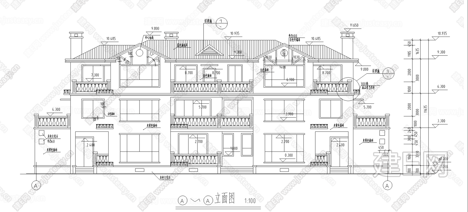 联排别墅建筑施工图|CAD施工图施工图下载_施工图联排别墅建筑施工图|CAD施工图下载_施工图联排别墅建筑施工图|CAD施工图免费下载_建E室内设计网