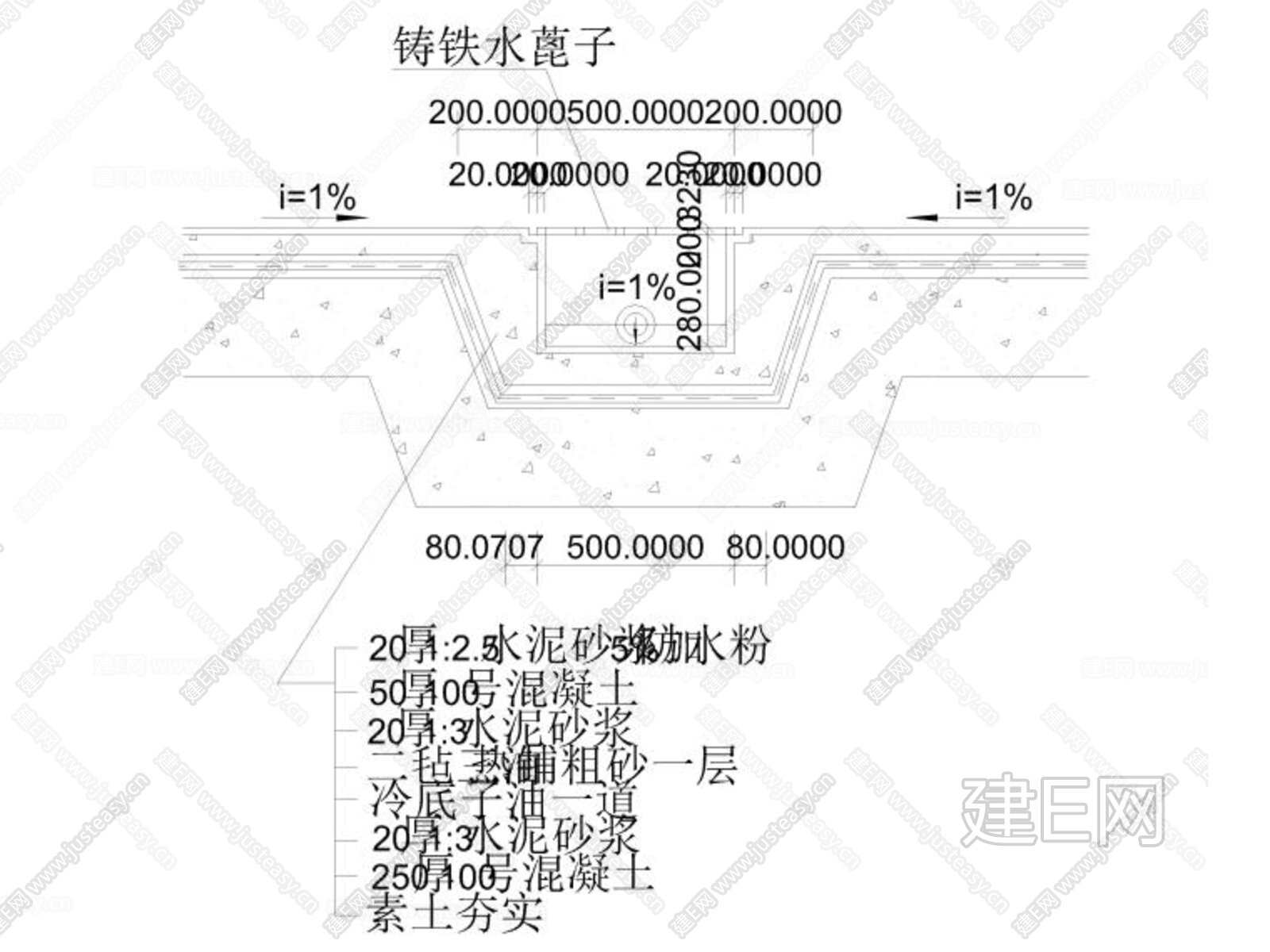 地溝排水溝截水溝及蓋板節點大樣cad施工圖施工圖下載