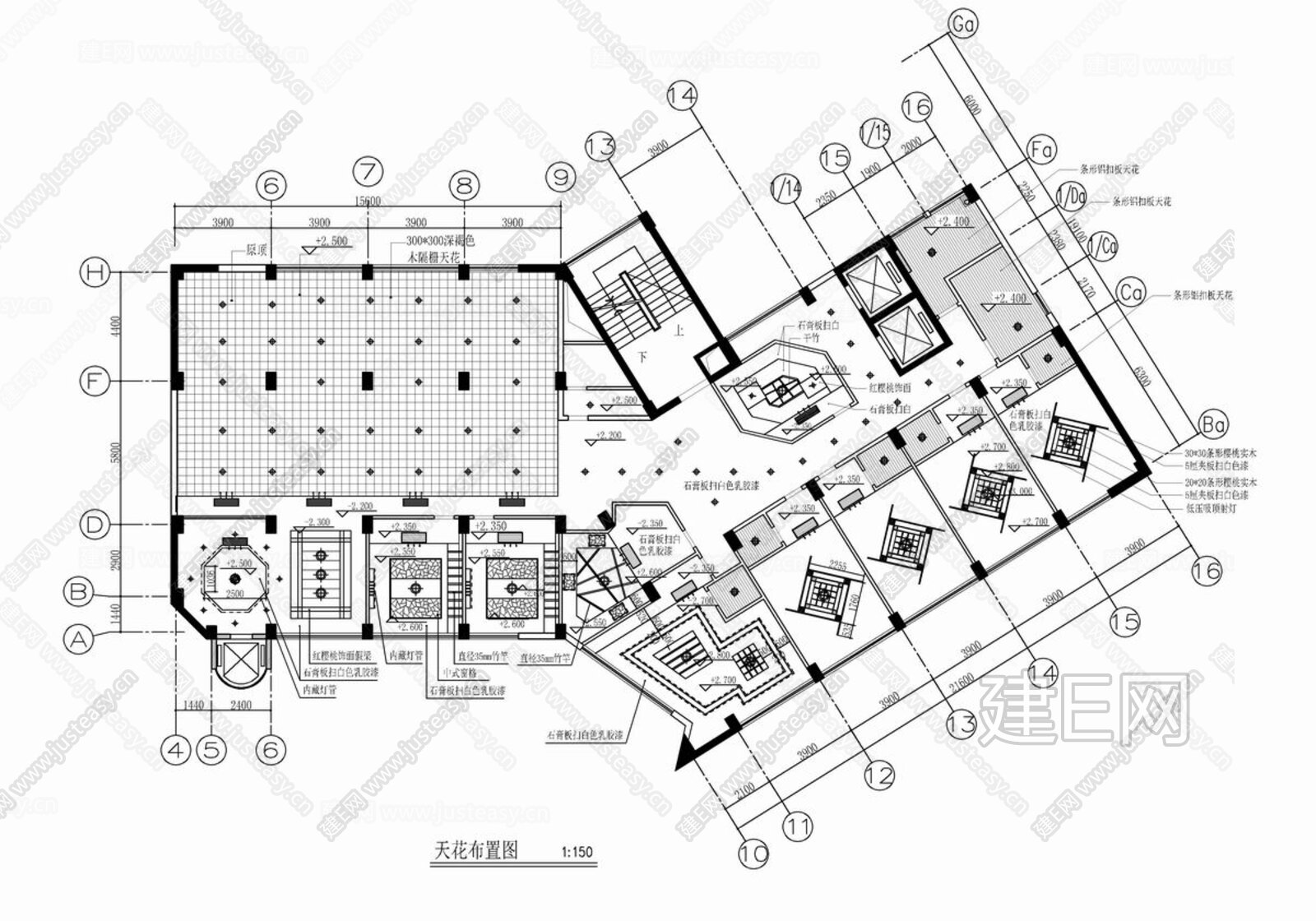 施工图下载_施工图新中式茶楼棋牌室|cad施工图免费下载_建e室内设计