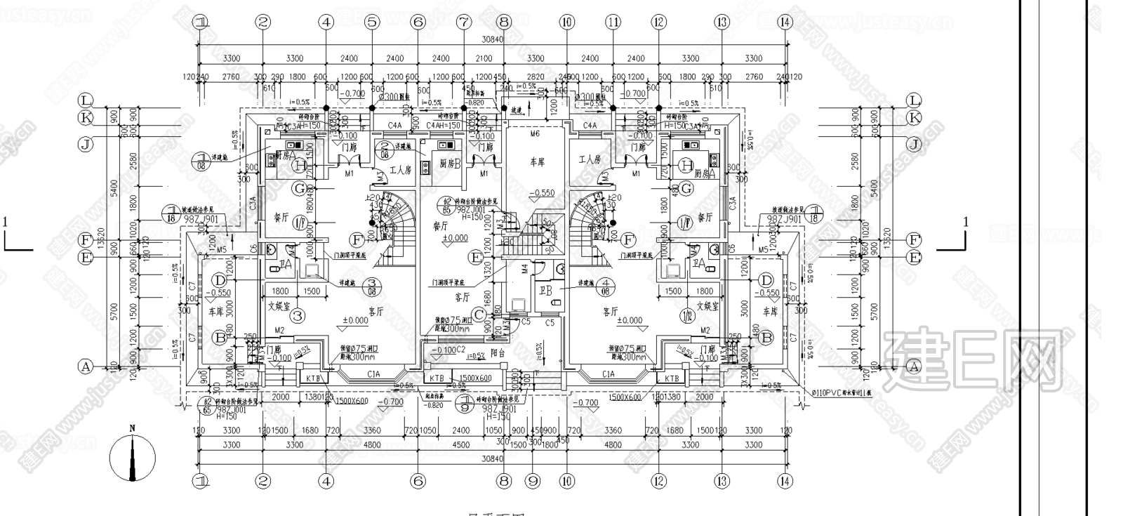 联排别墅建筑施工图|CAD施工图施工图下载_施工图联排别墅建筑施工图|CAD施工图下载_施工图联排别墅建筑施工图|CAD施工图免费下载_建E室内设计网