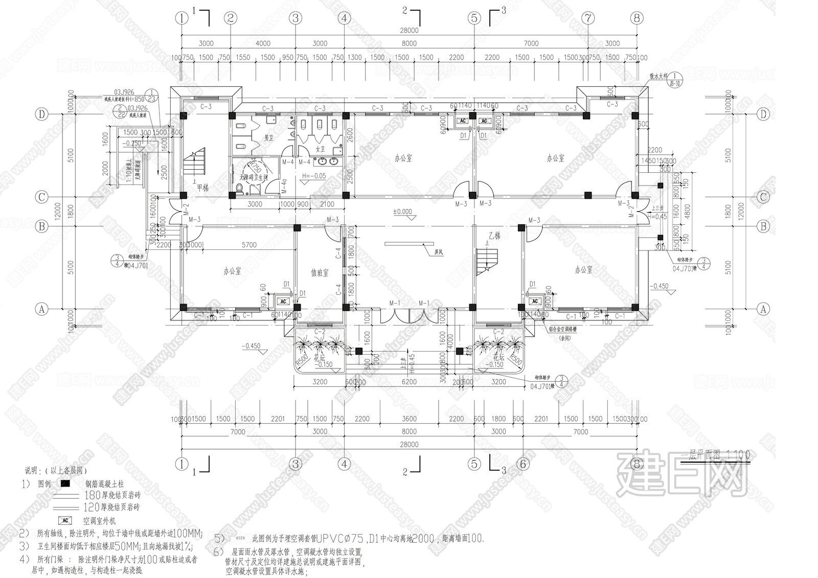 办公楼建筑施工图|CAD施工图施工图下载_施工图办公楼建筑施工图|CAD施工图下载_施工图办公楼建筑施工图|CAD施工图免费下载_建E室内设计网