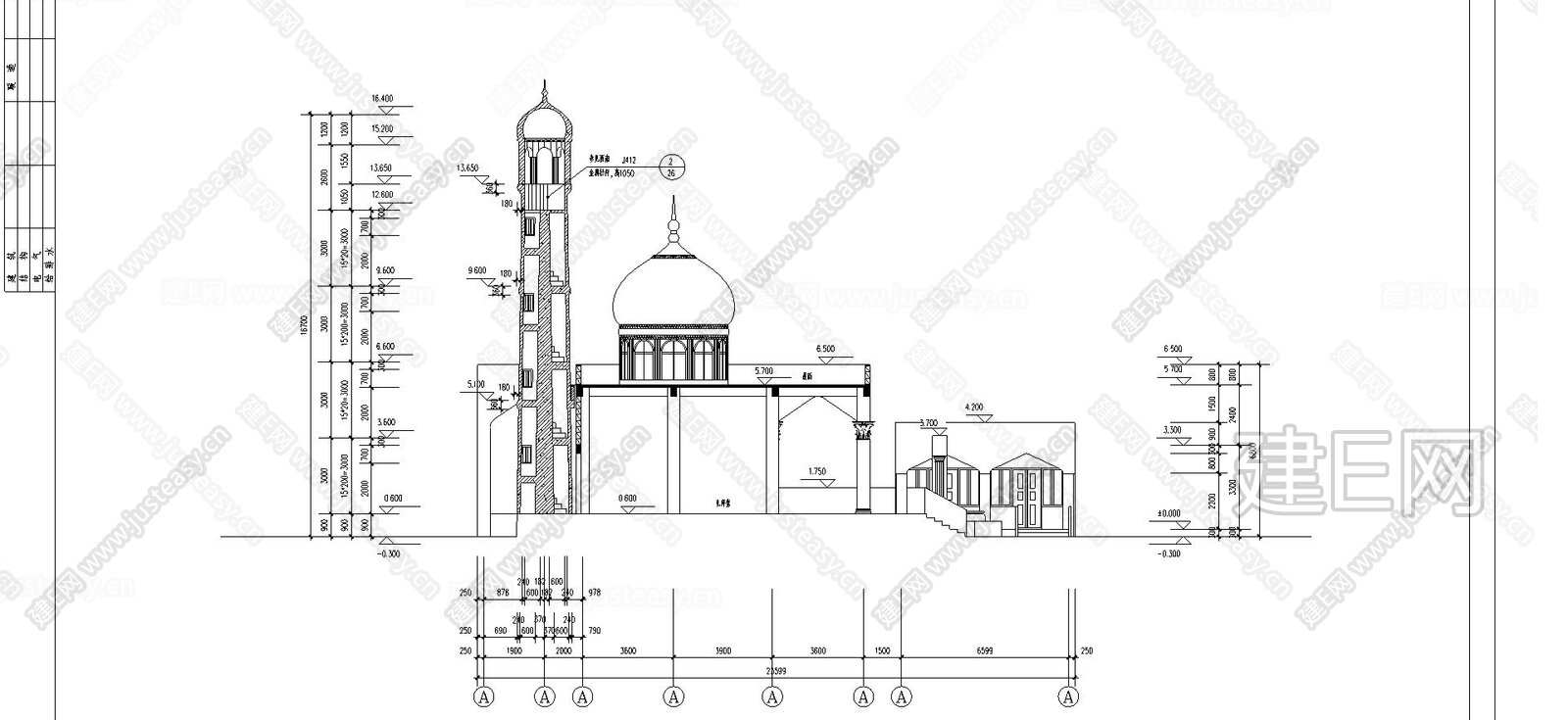 施工图下载_施工图伊斯兰教清真寺|cad施工图免费下载_建e室内设计网
