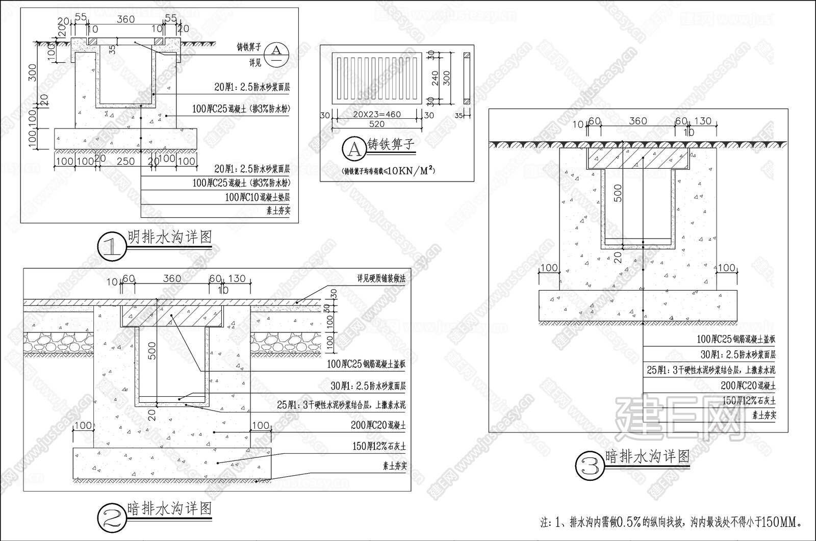 排水沟大样图|CAD施工图施工图下载_施工图排水沟大样图|CAD施工图下载_施 …