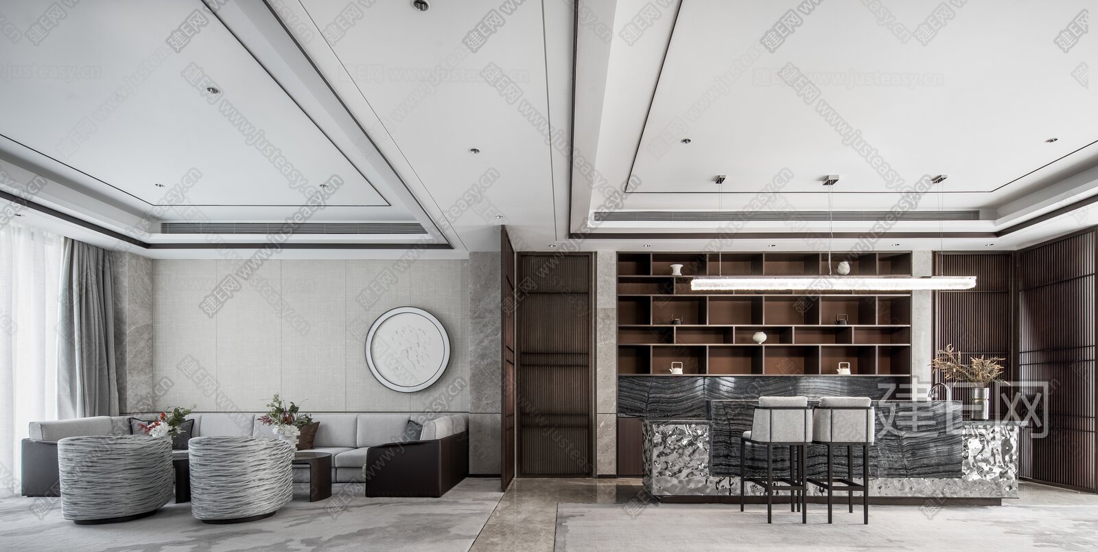 新中式售楼处|CAD施工图+效果图CAD施工图下载[ID:116736056]_建e施工图