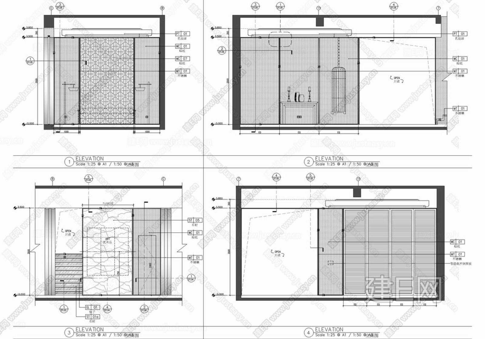 新中式别墅|CAD施工图施工图下载_施工图新中式别墅|CAD施工图下载_施工图新中式别墅|CAD施工图免费下载_建E室内设计网
