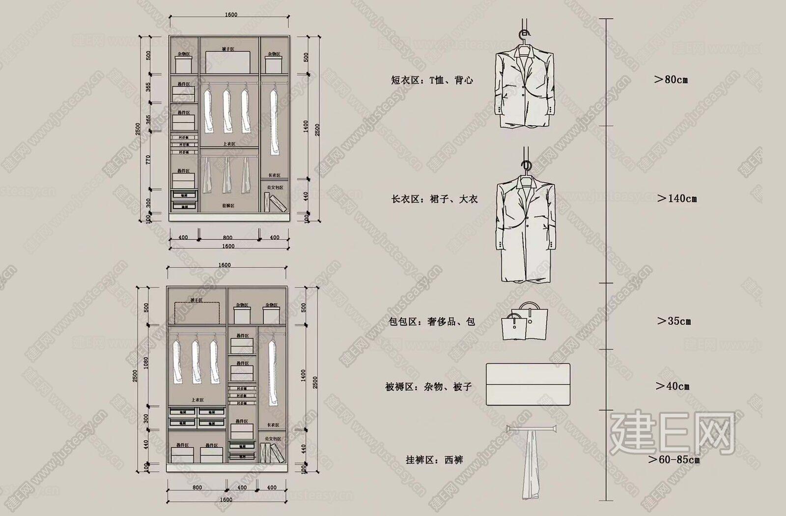 衣柜标准组合图集|CAD施工图cad施工图