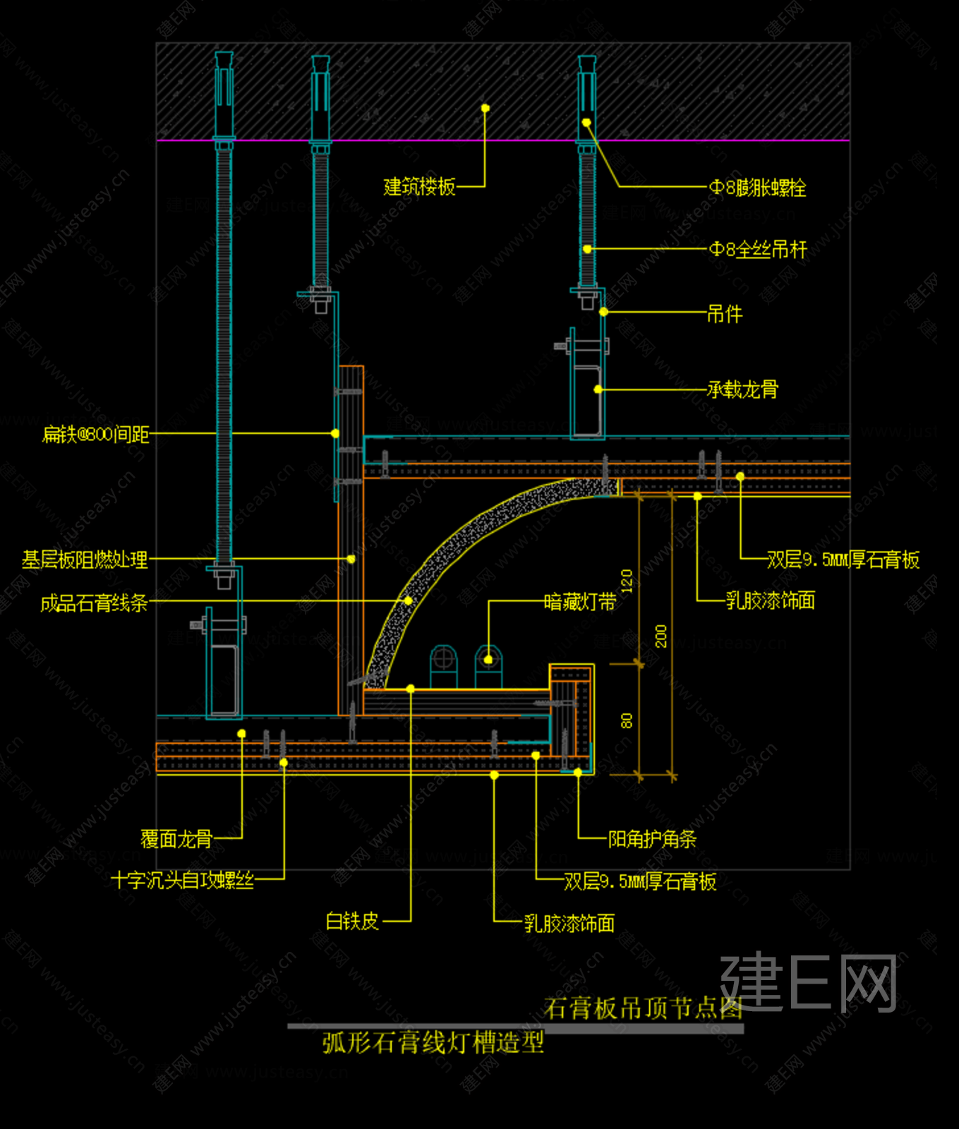 石膏板吊顶节点图|CAD施工图施工图下载_施工图石膏板吊顶节点图|CAD施工图下载_施工图石膏板吊顶节点图|CAD施工图免费下载_建E室内设计网