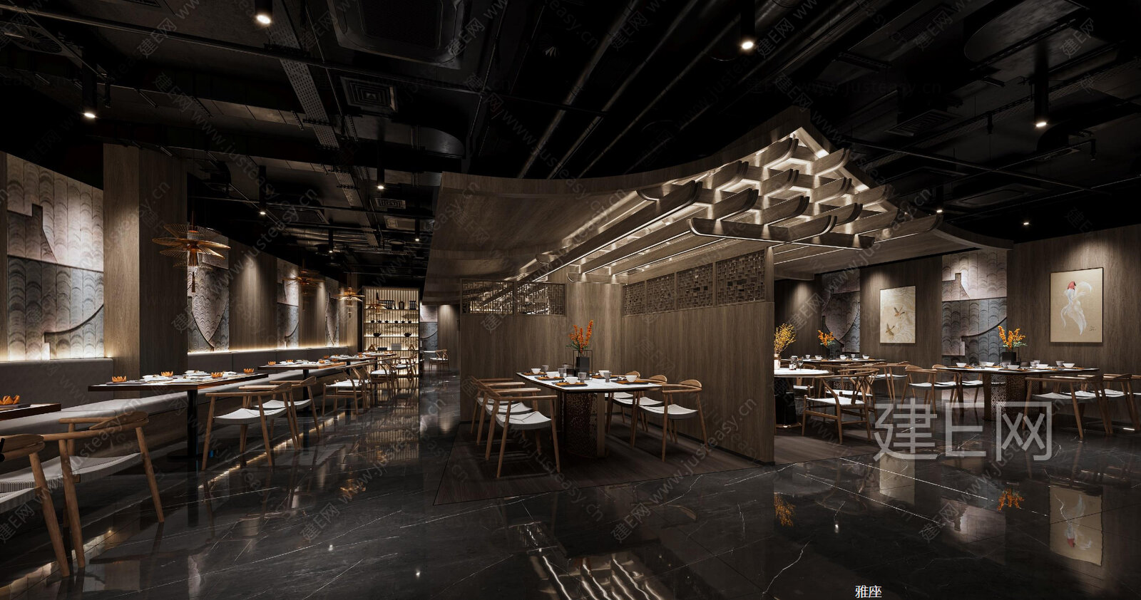 新中式 900㎡火锅店|CAD施工图+效果图+PPT方案施工图下载_施工图新中式 900㎡火锅店|CAD施工图+效果图+PPT方案下载_施工图 ...
