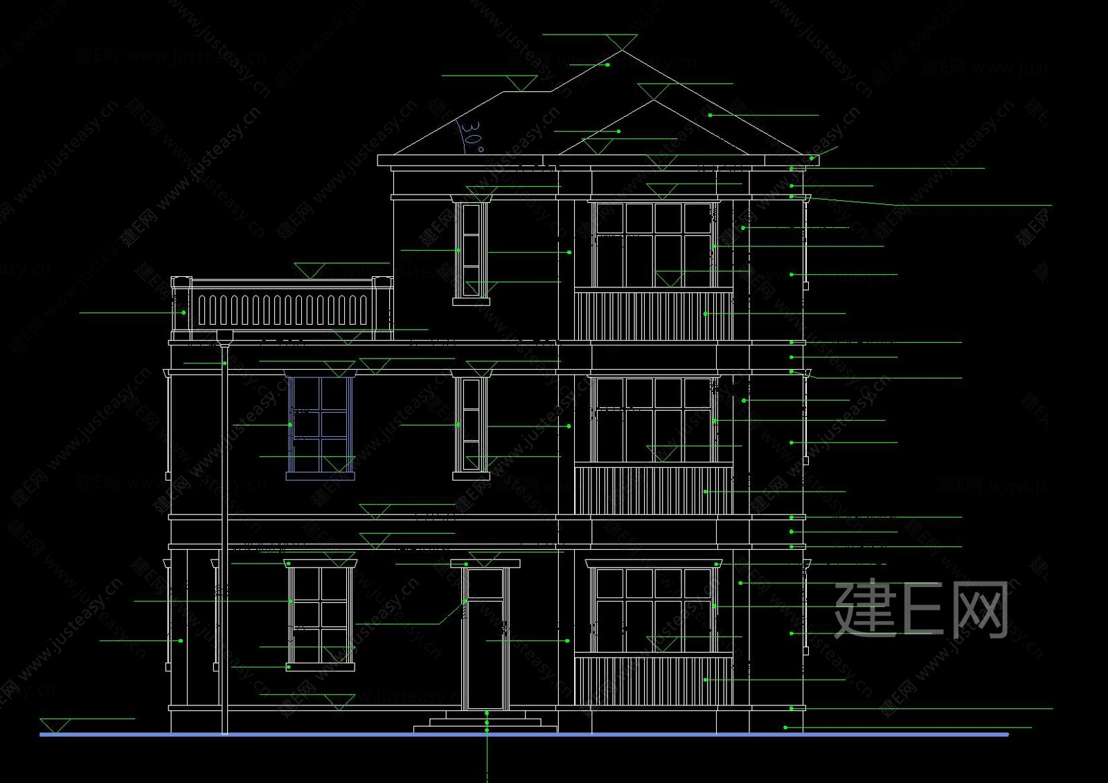 欧式三层别墅农村自建房模型|CAD施工图施工图下载_施工图欧式三层别墅农村自建房模型|CAD施工图下载_[ID:111034442]_施工图 ...