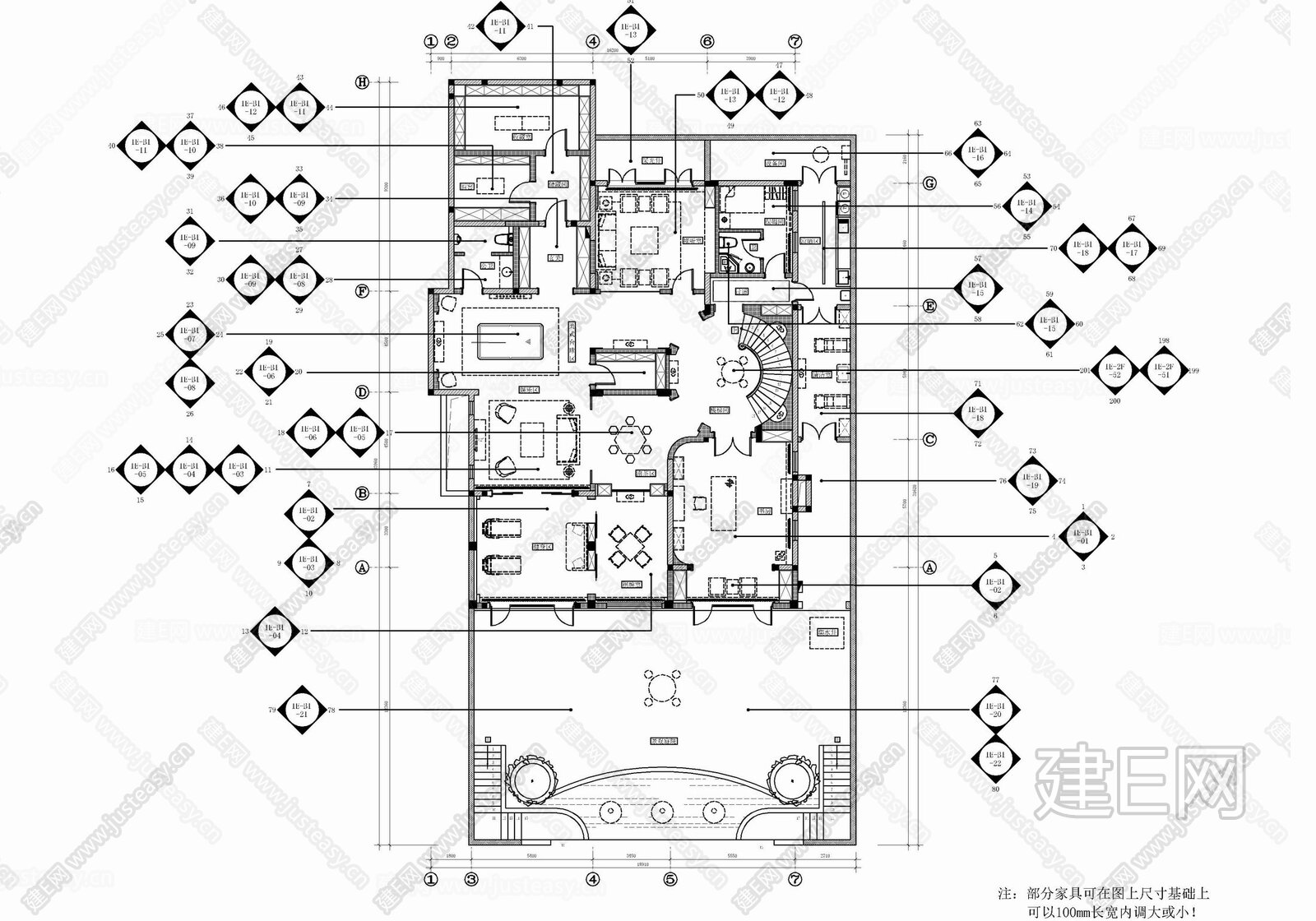 1100㎡别墅室内|CAD施工图施工图下载_施工图1100㎡别墅室内|CAD施工图下载_施工图1100㎡别墅室内|CAD施工图免费下载_建E室内设计网