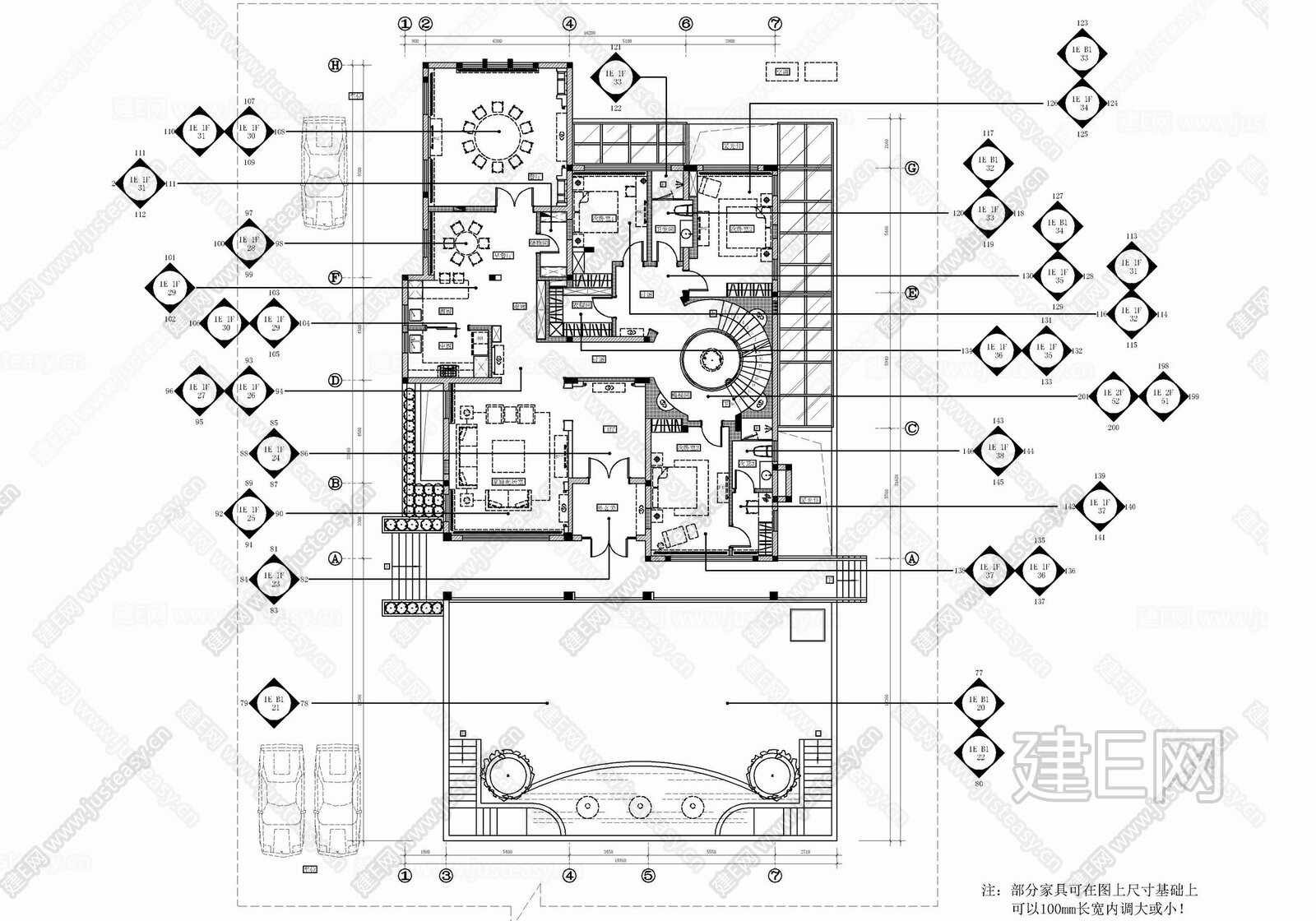 1100㎡别墅室内|CAD施工图施工图下载_施工图1100㎡别墅室内|CAD施工图下载_施工图1100㎡别墅室内|CAD施工图免费下载_建E室内设计网