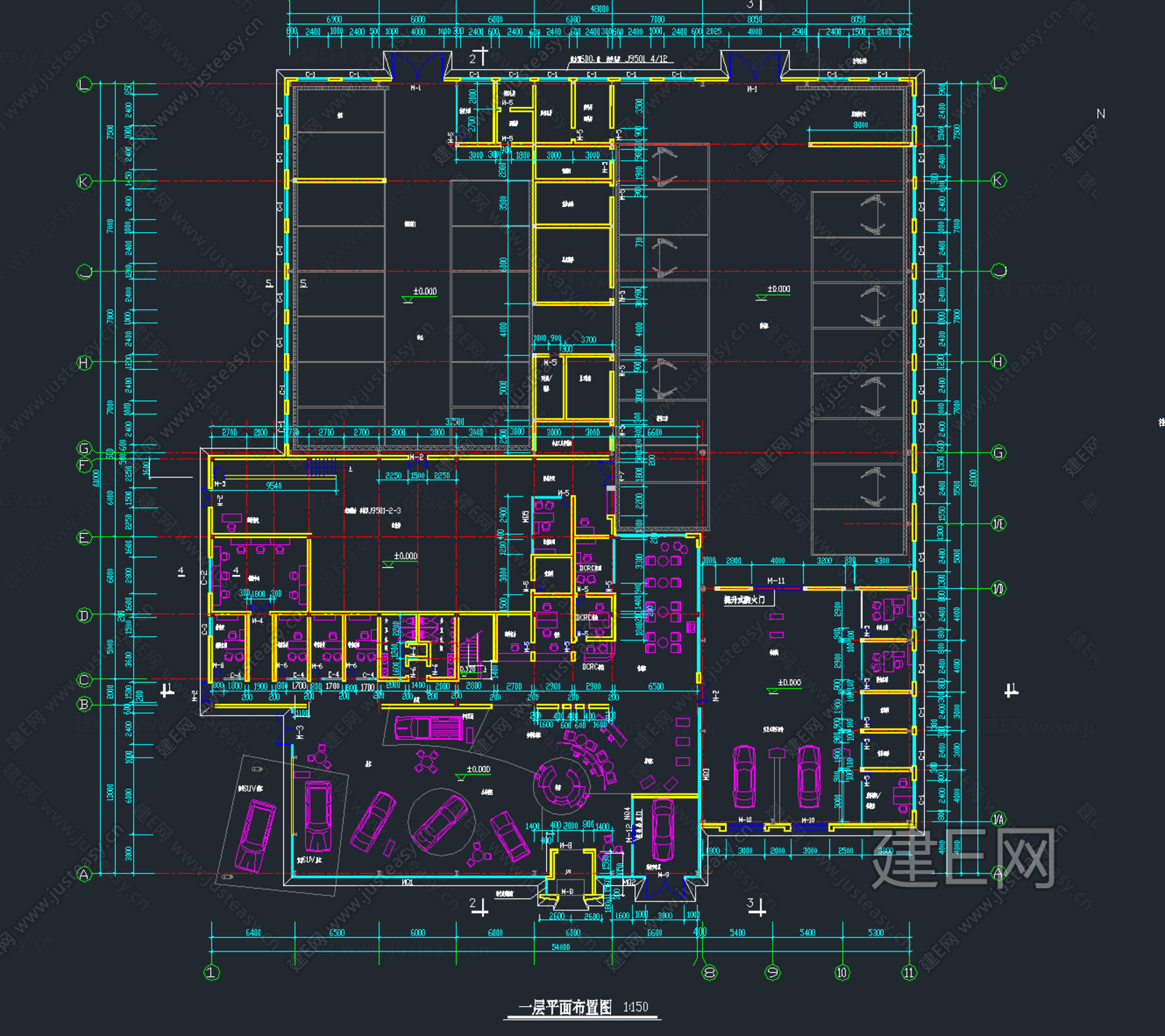 107套汽车展厅4S店|CAD施工图CAD施工图下载[ID:111624234]_建e施工图