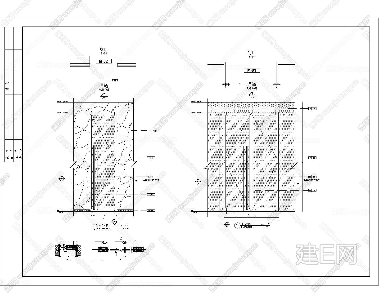 地弹簧玻璃门节点图|CAD施工图cad施工图