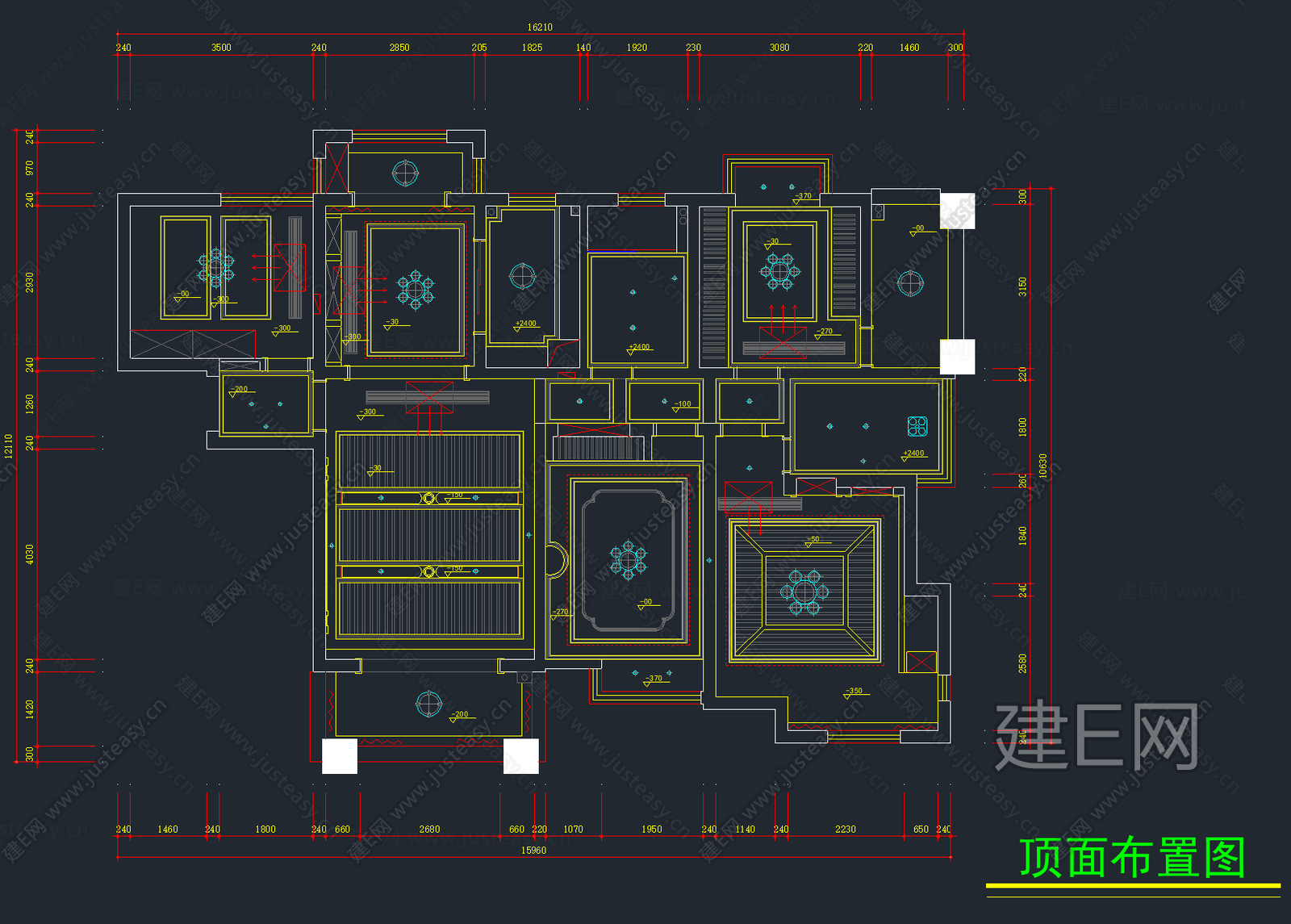 12套精品天花吊顶|CAD施工图+效果图CAD施工图下载[ID:112083065]_建e施工图