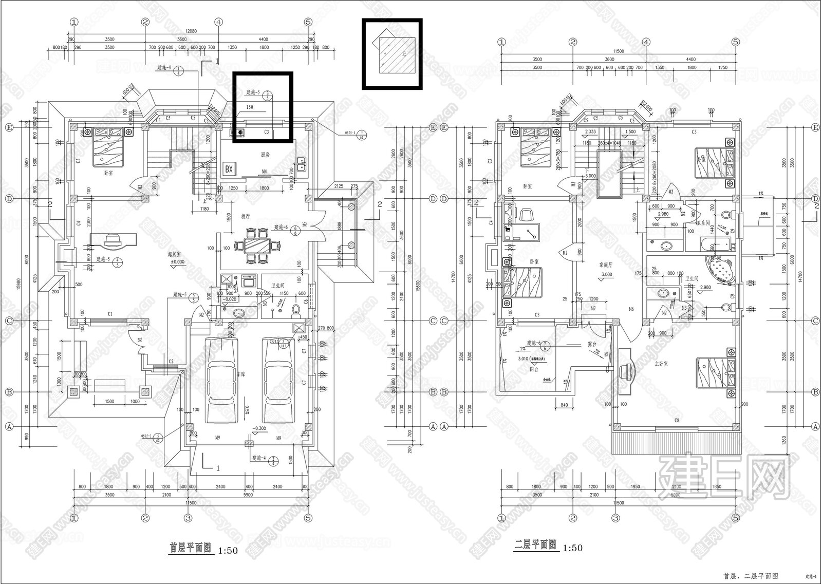 三层坡屋顶别墅建筑图施工图下载_施工图三层坡屋顶别墅建筑图下载_施工图三层坡屋顶别墅建筑图免费下载_建E室内设计网
