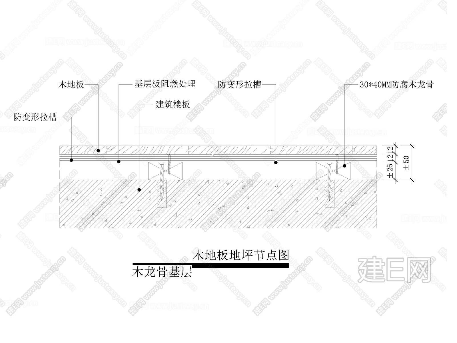 实木地板地面铺设节点大样图施工图下载_施工图实木地板地面铺设节点大样图下载_施工图实木地板地面铺设节点大样图免费下载_建E室内设计网