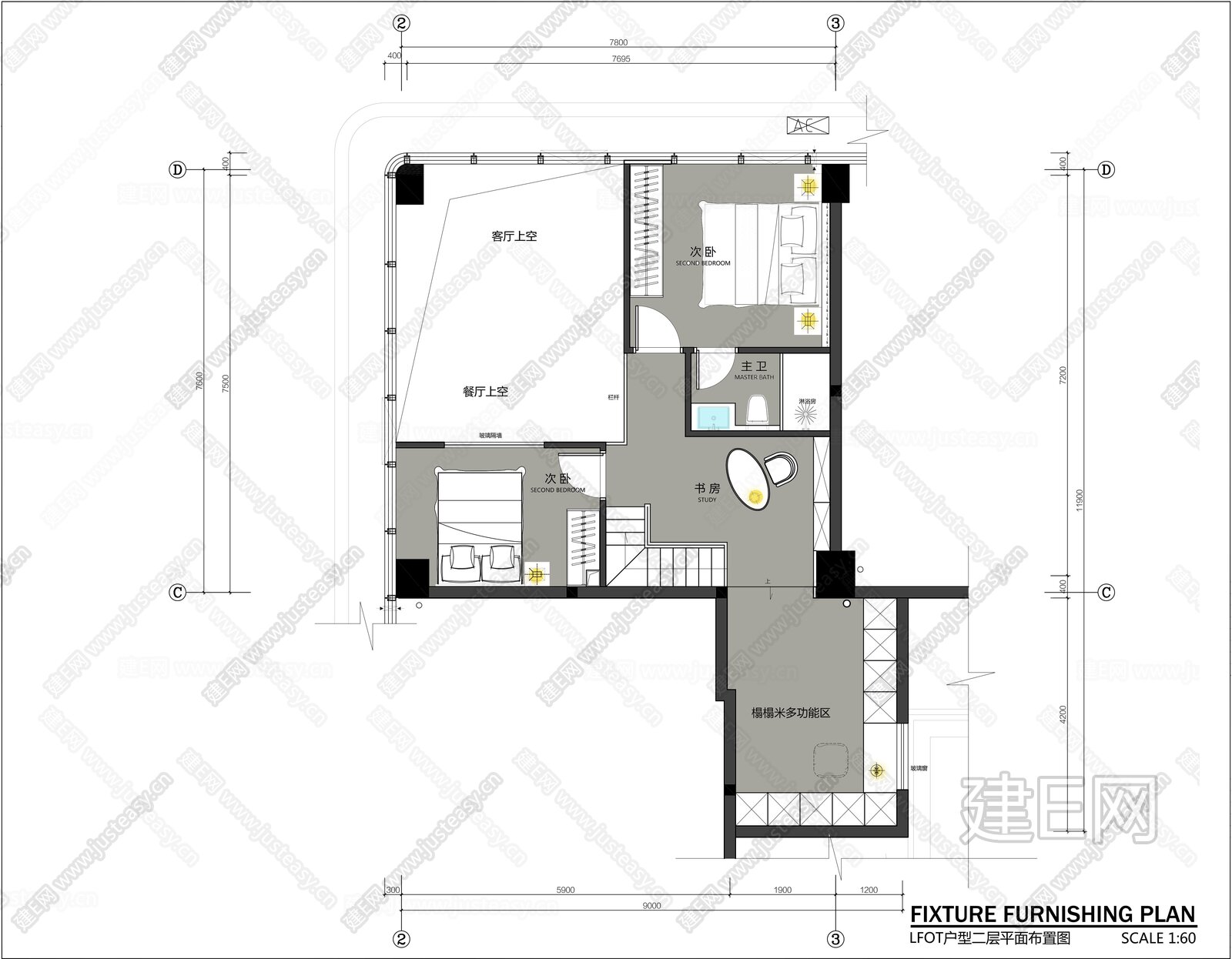 LOFT复式结构平面方案及PSD文件施工图下载_施工图LOFT复式结构平面方案及PSD文件下载_施工图LOFT复式结构平面方案及PSD文件免费 ...