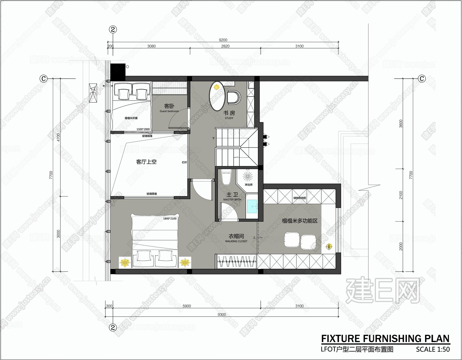 LOFT复式结构平面方案及PSD文件施工图下载_施工图LOFT复式结构平面方案及PSD文件下载_[ID:104940434]_施工图LOFT ...
